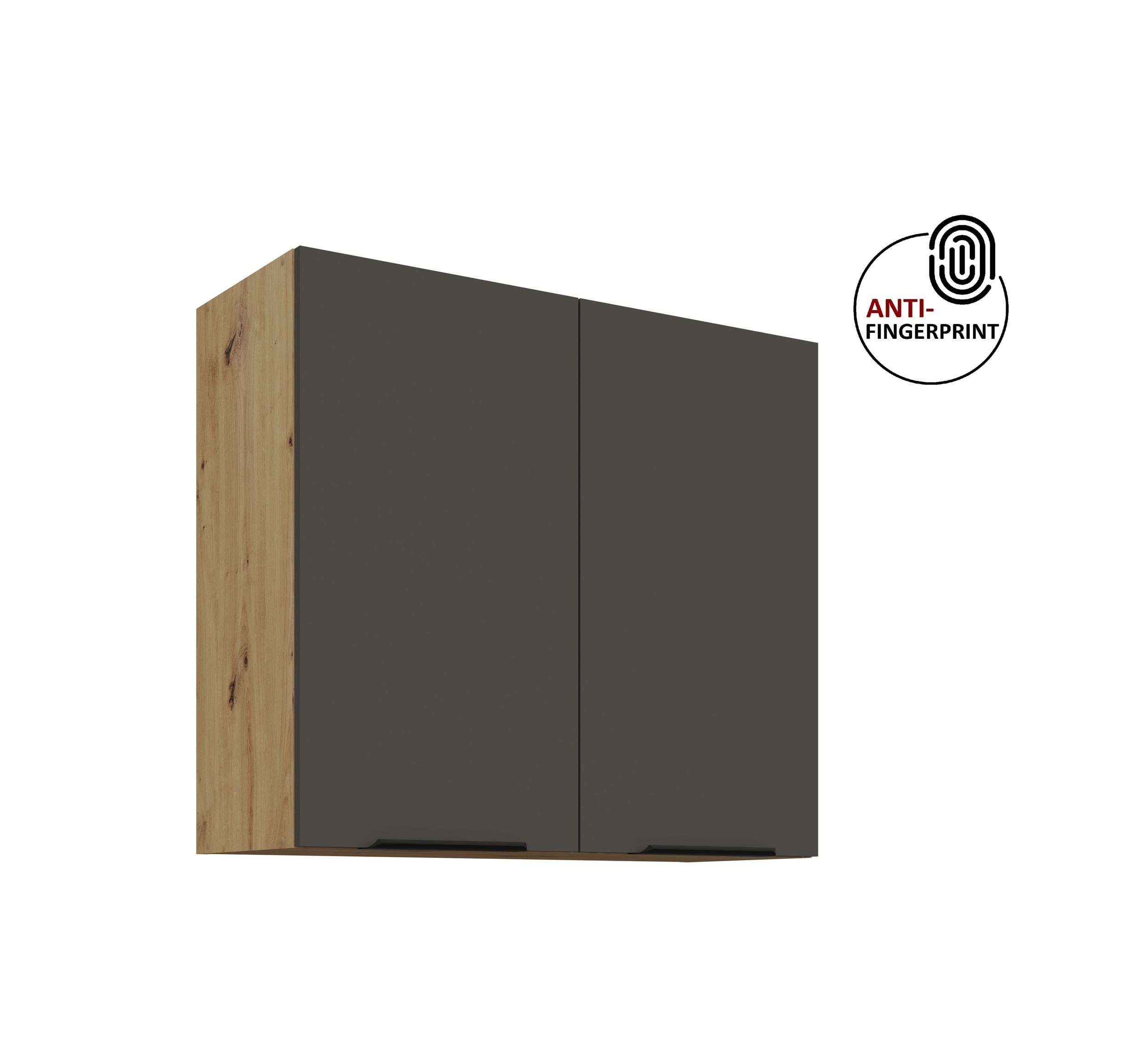 K&uuml;chen H&auml;ngeschrank 80 K&uuml;che ARIA Graphite matt K&uuml;chenzeile Anti Fingerprint 