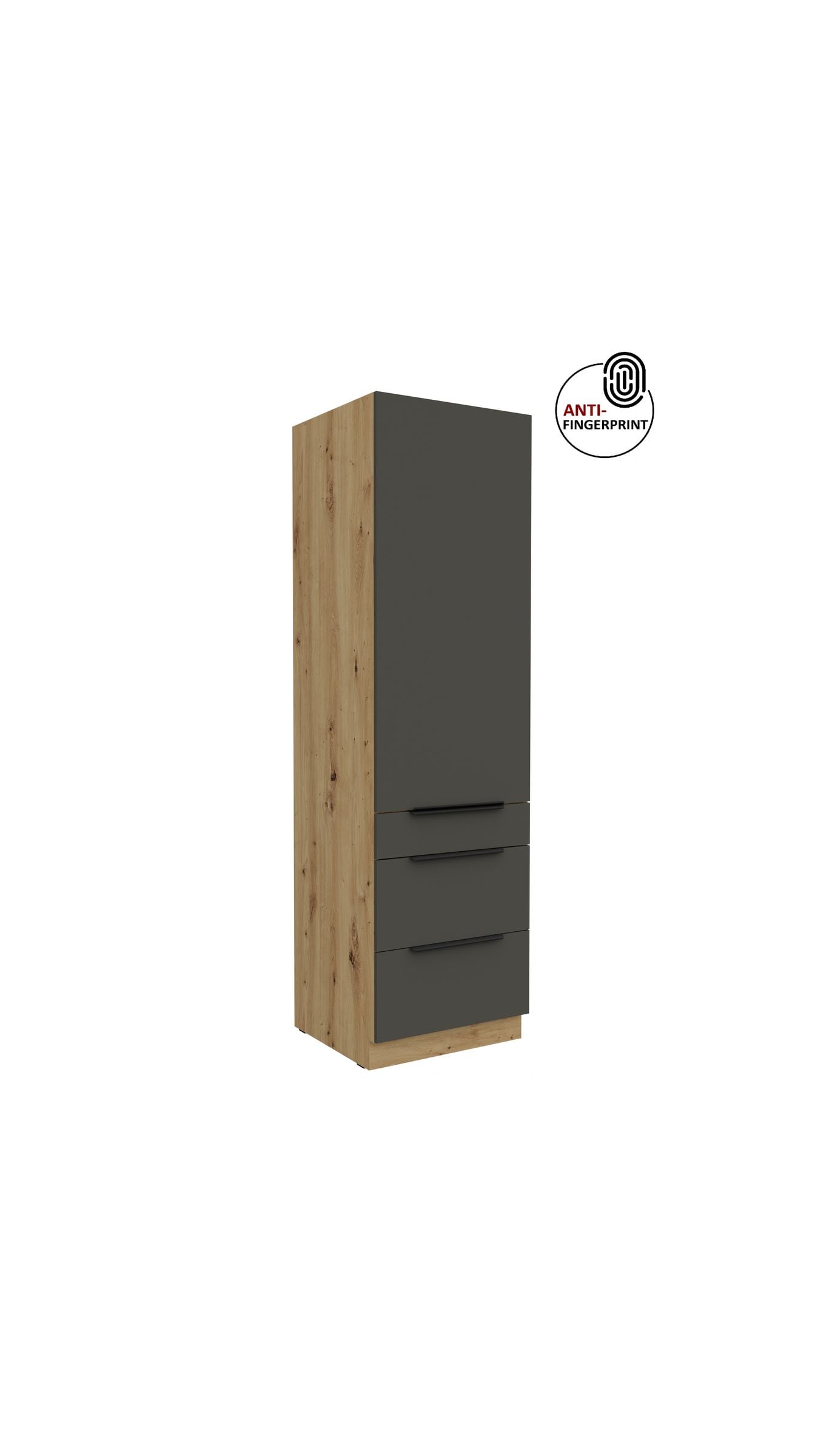 K&uuml;chen Hochschrank 60 cm K&uuml;che ARIA Graphite matt Anti Fingerprint K&uuml;chenzeile 
