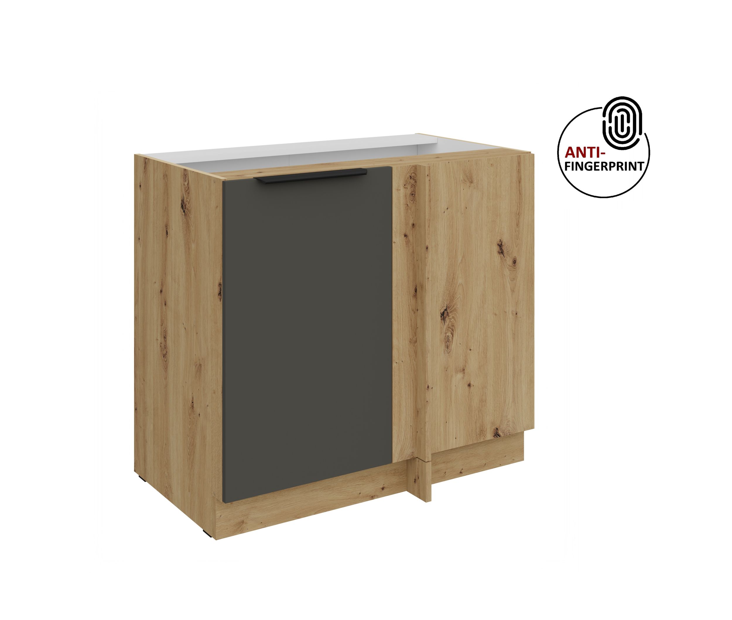 K&uuml;chen Eckschrank 105 cm K&uuml;che ARIA Graphite matt Anti Fingerprint K&uuml;chenzeile 