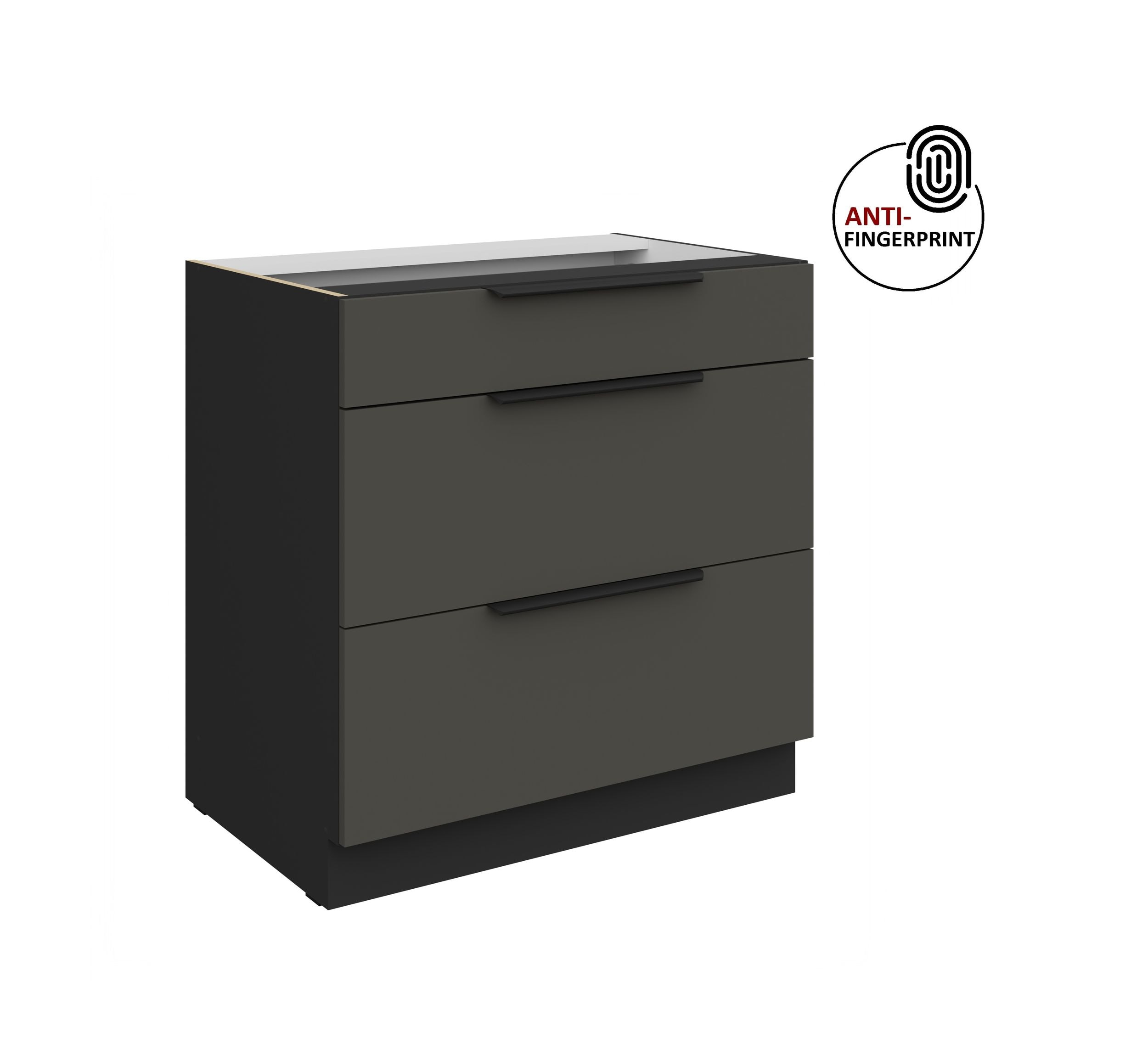 K&uuml;chen Unterschrank 80 K&uuml;che ARIA Graphite matt Anti Fingerprint K&uuml;chenzeile 