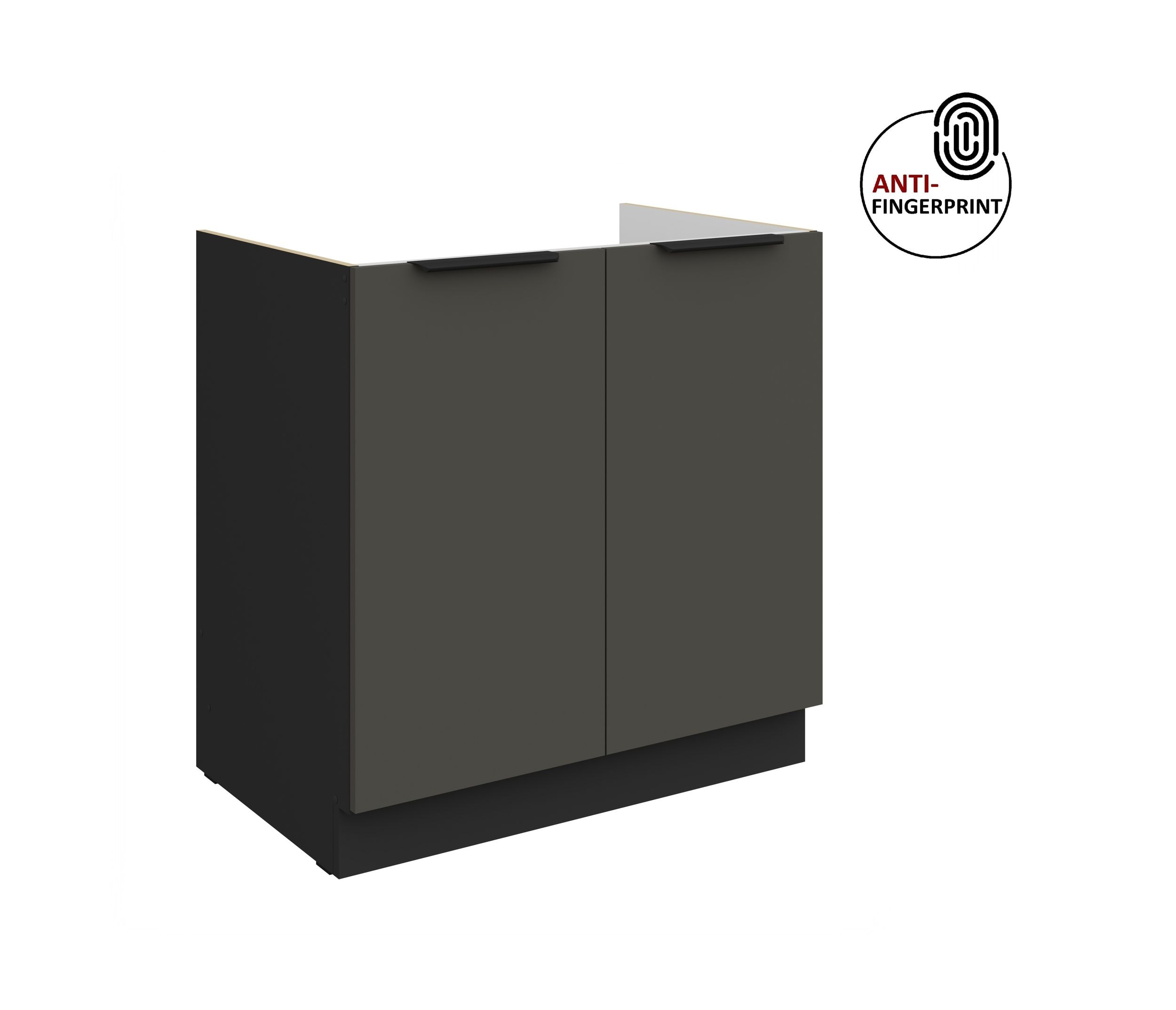 K&uuml;chen Sp&uuml;lenschrank 80 K&uuml;che ARIA Graphite matt Anti Fingerprint K&uuml;chenzeile 