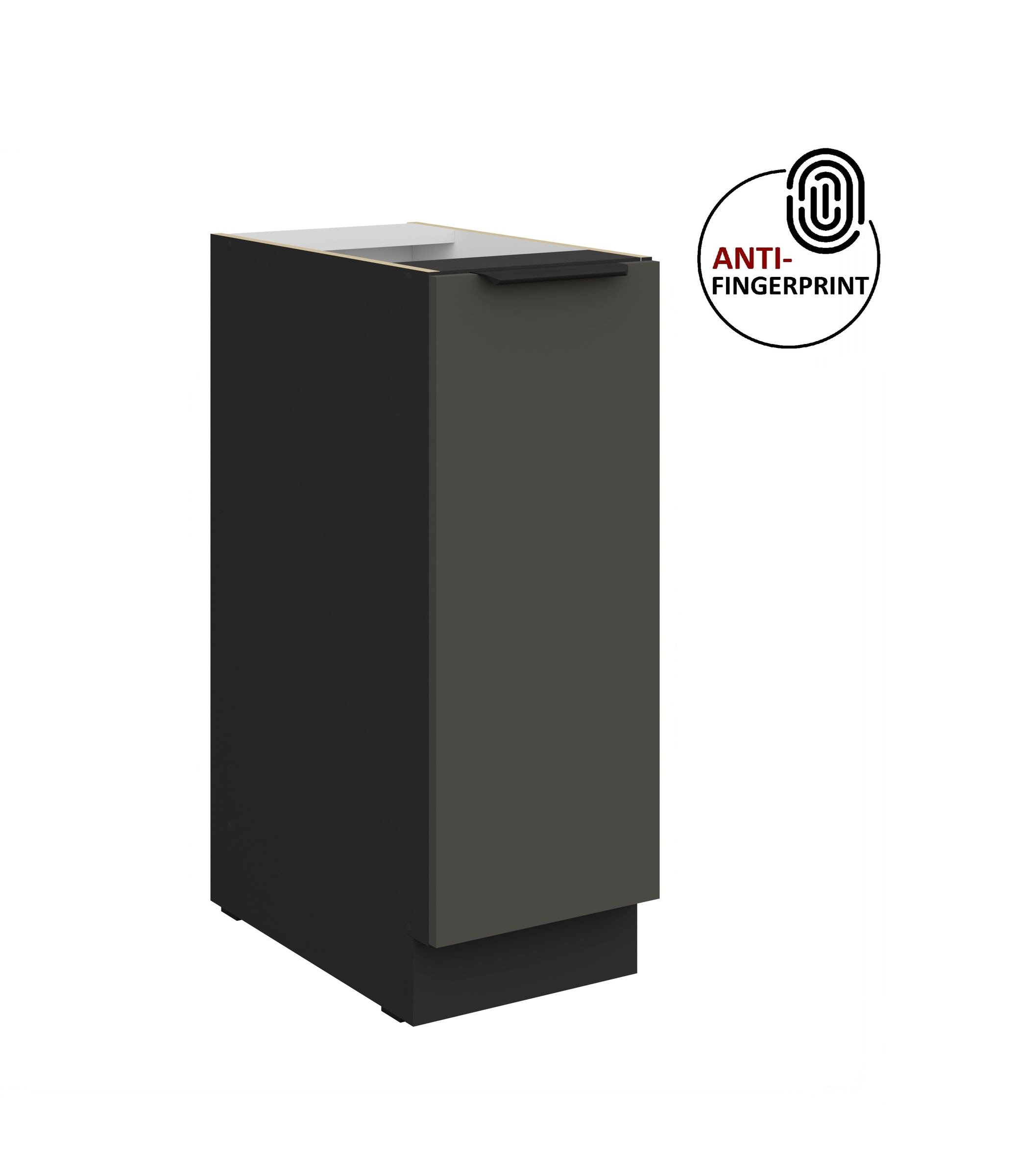 K&uuml;chen Unterschrank Schrankauszug 30 K&uuml;che ARIA Graphite matt Anti Fingerprint 