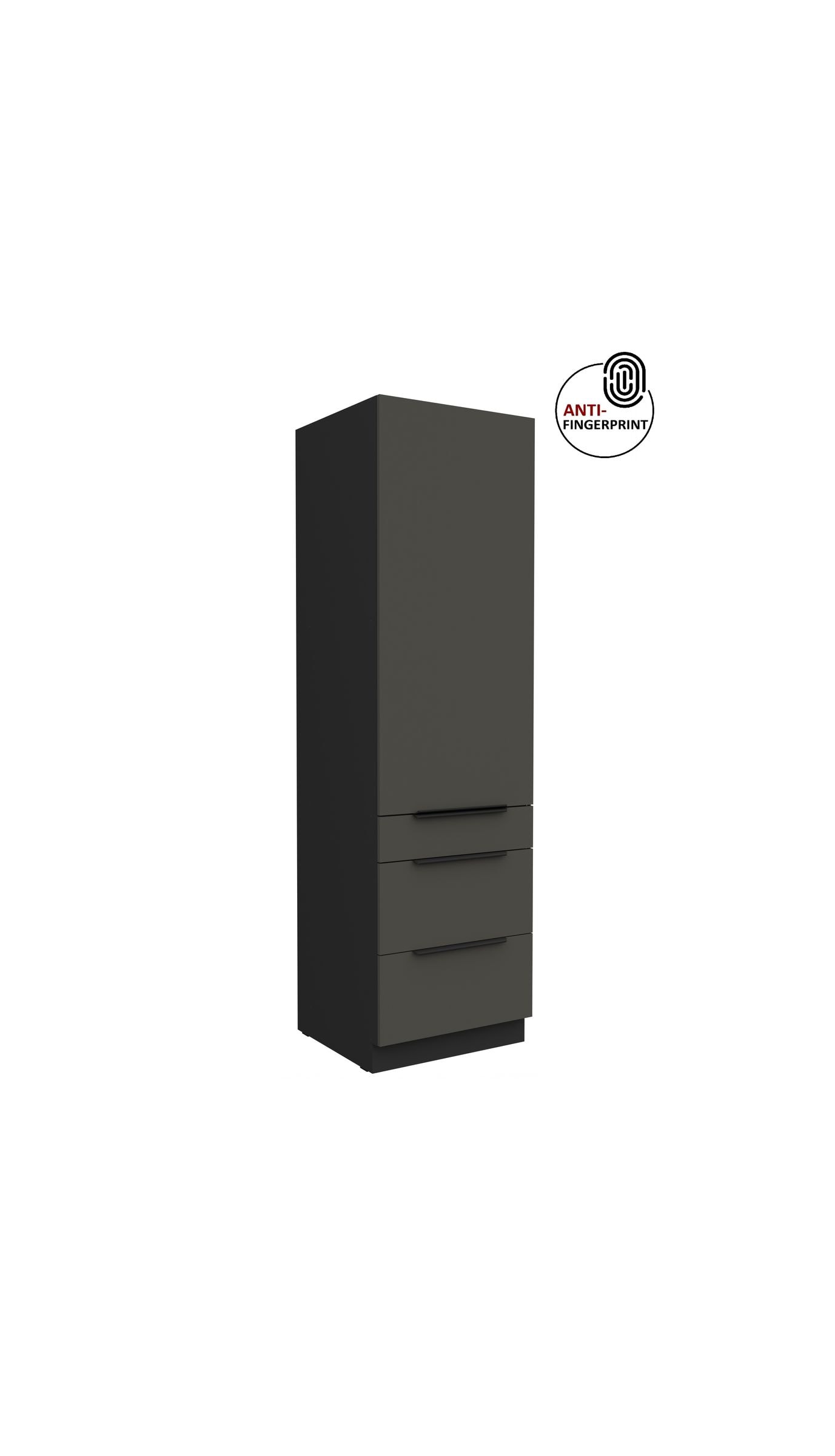 K&uuml;chen Hochschrank 60 cm K&uuml;che ARIA Graphite matt Anti Fingerprint K&uuml;chenzeile 
