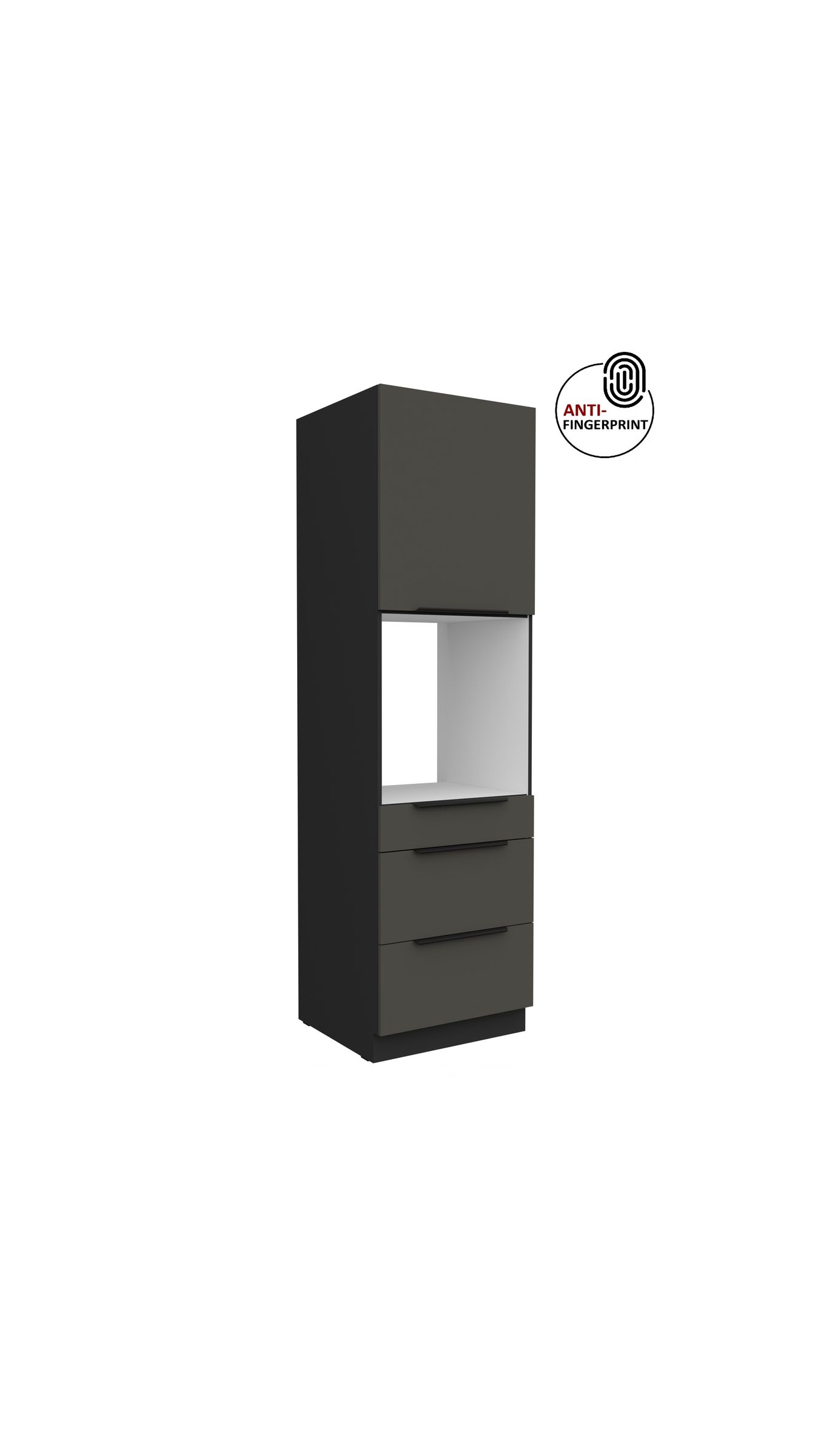 K&uuml;chen Hochschrank 60 cm K&uuml;che ARIA Graphite matt Anti Fingerprint K&uuml;chenzeile 