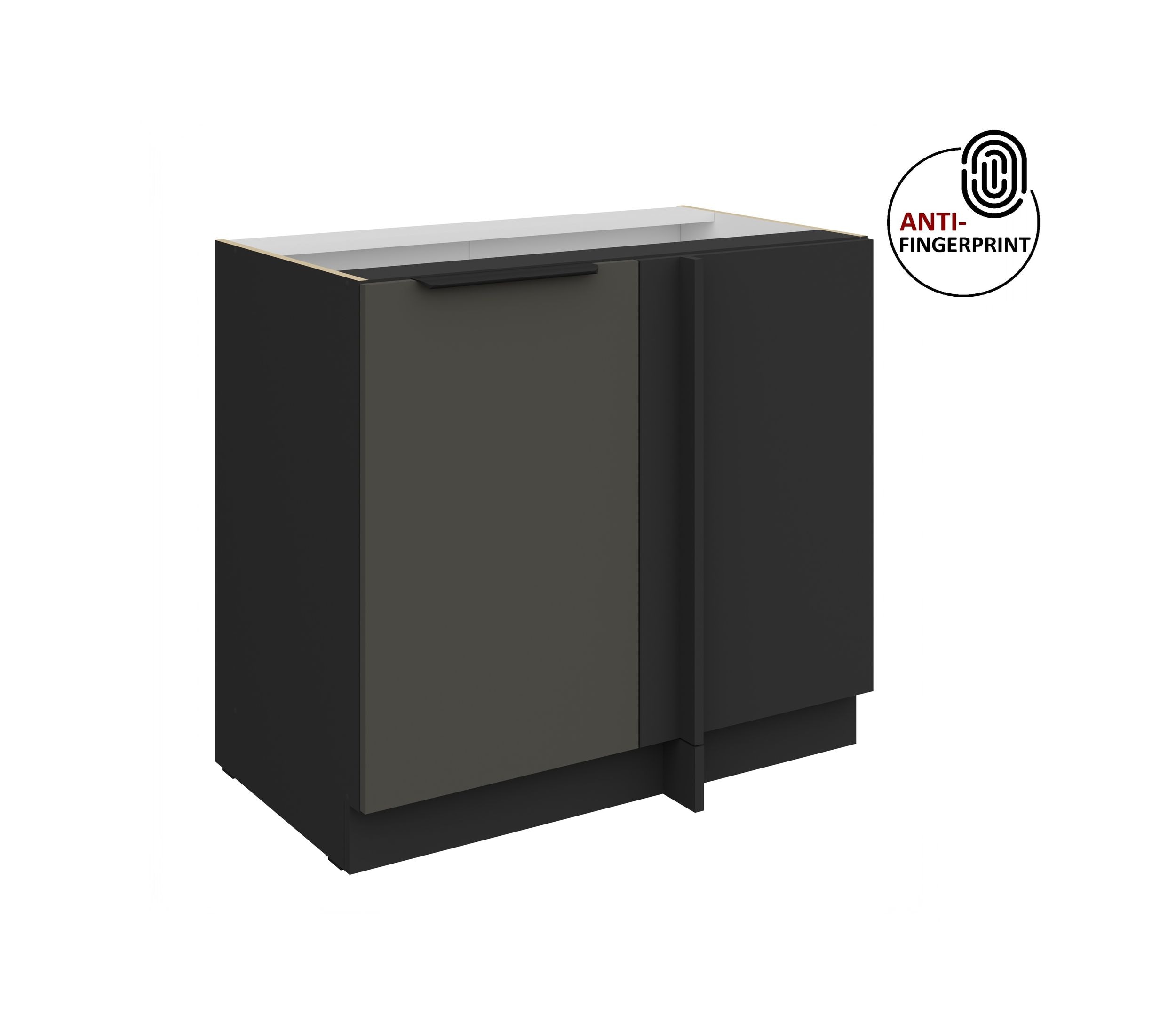 K&uuml;chen Eckschrank 105cm K&uuml;che ARIA Graphite matt Anti Fingerprint K&uuml;chenzeile 