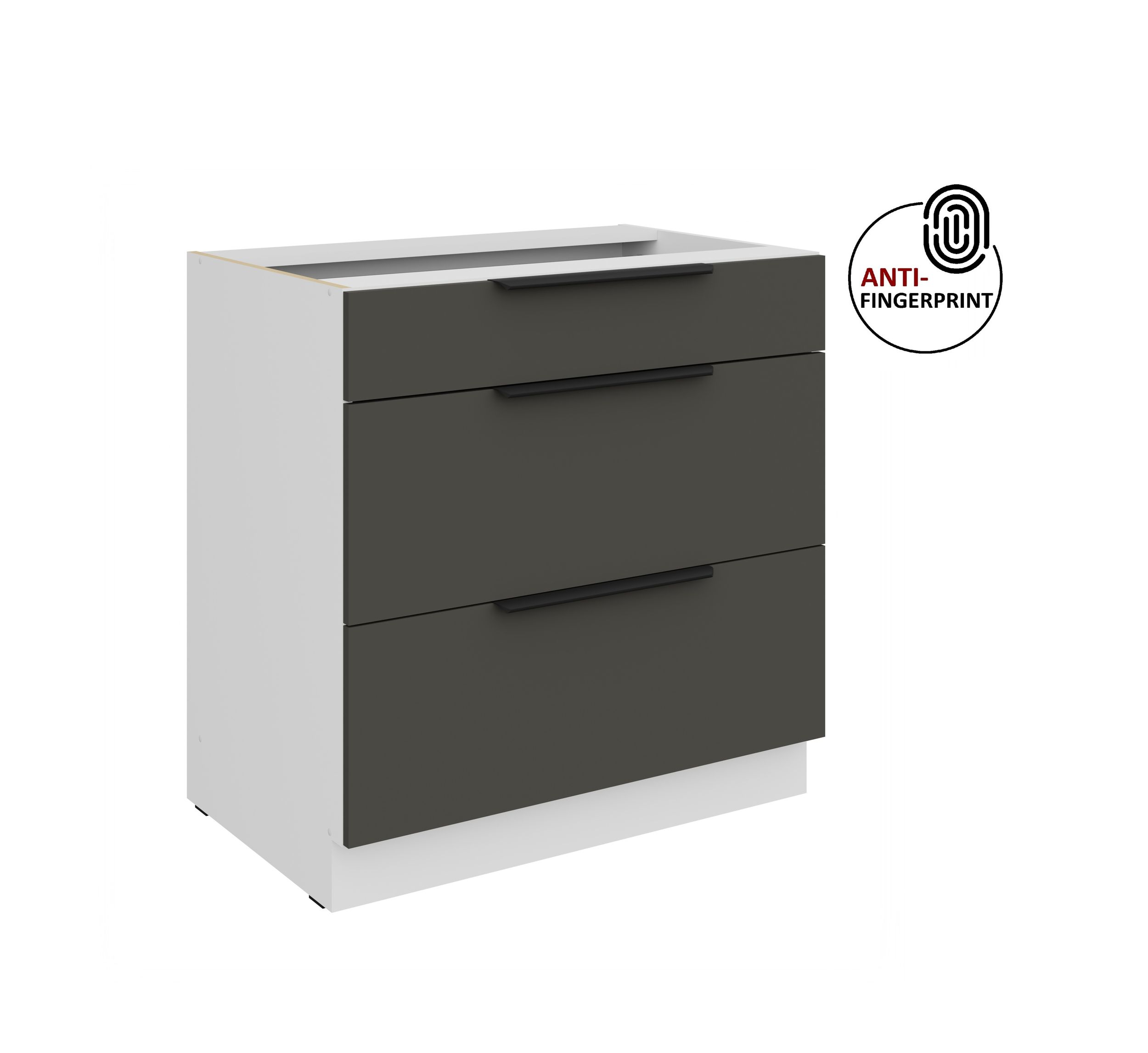 K&uuml;chen Unterschrank 80 K&uuml;che ARIA Graphite matt Anti Fingerprint K&uuml;chenzeile 