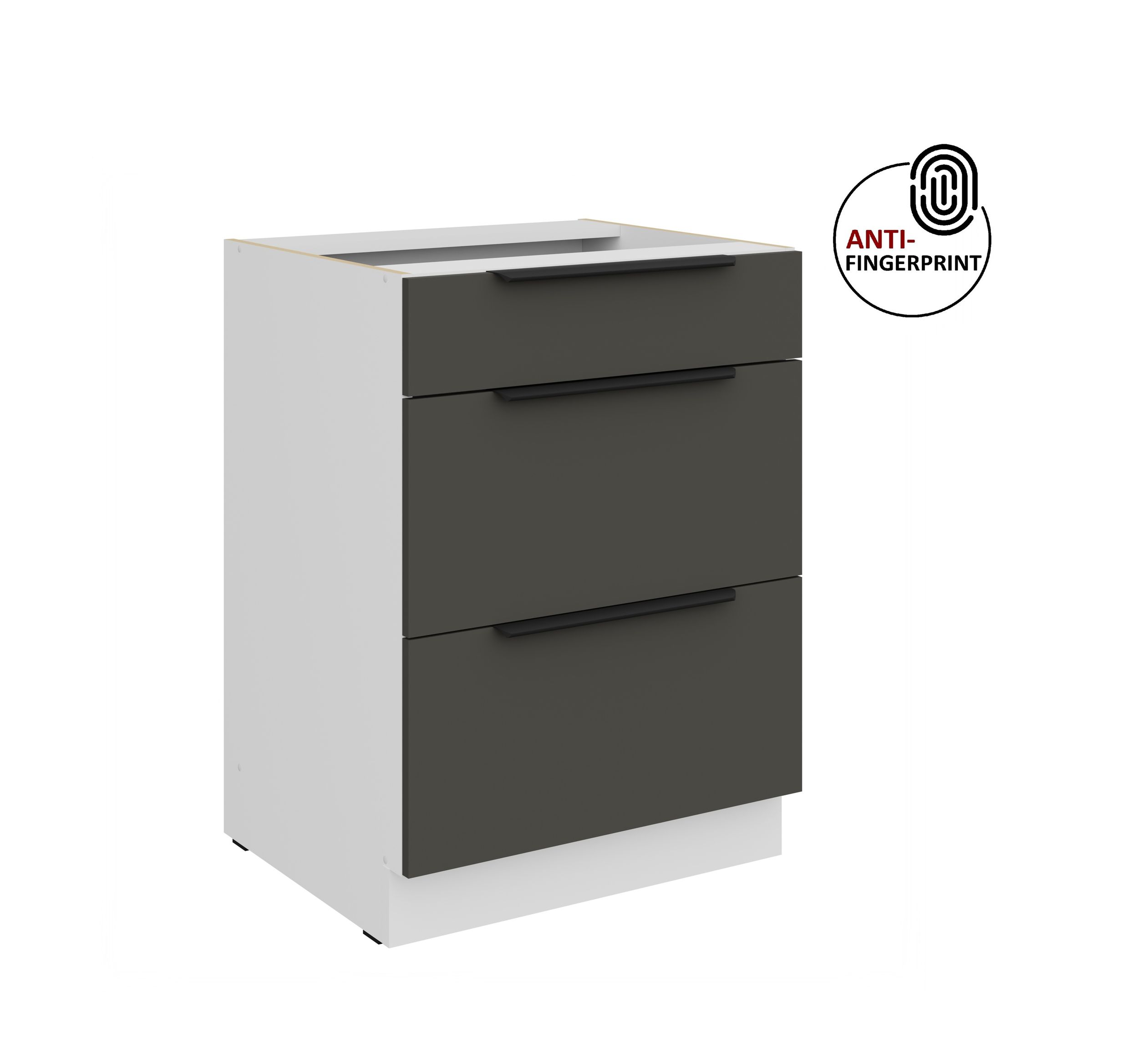 K&uuml;chen Unterschrank 60 K&uuml;che ARIA Graphite matt Anti Fingerprint K&uuml;chenzeile 