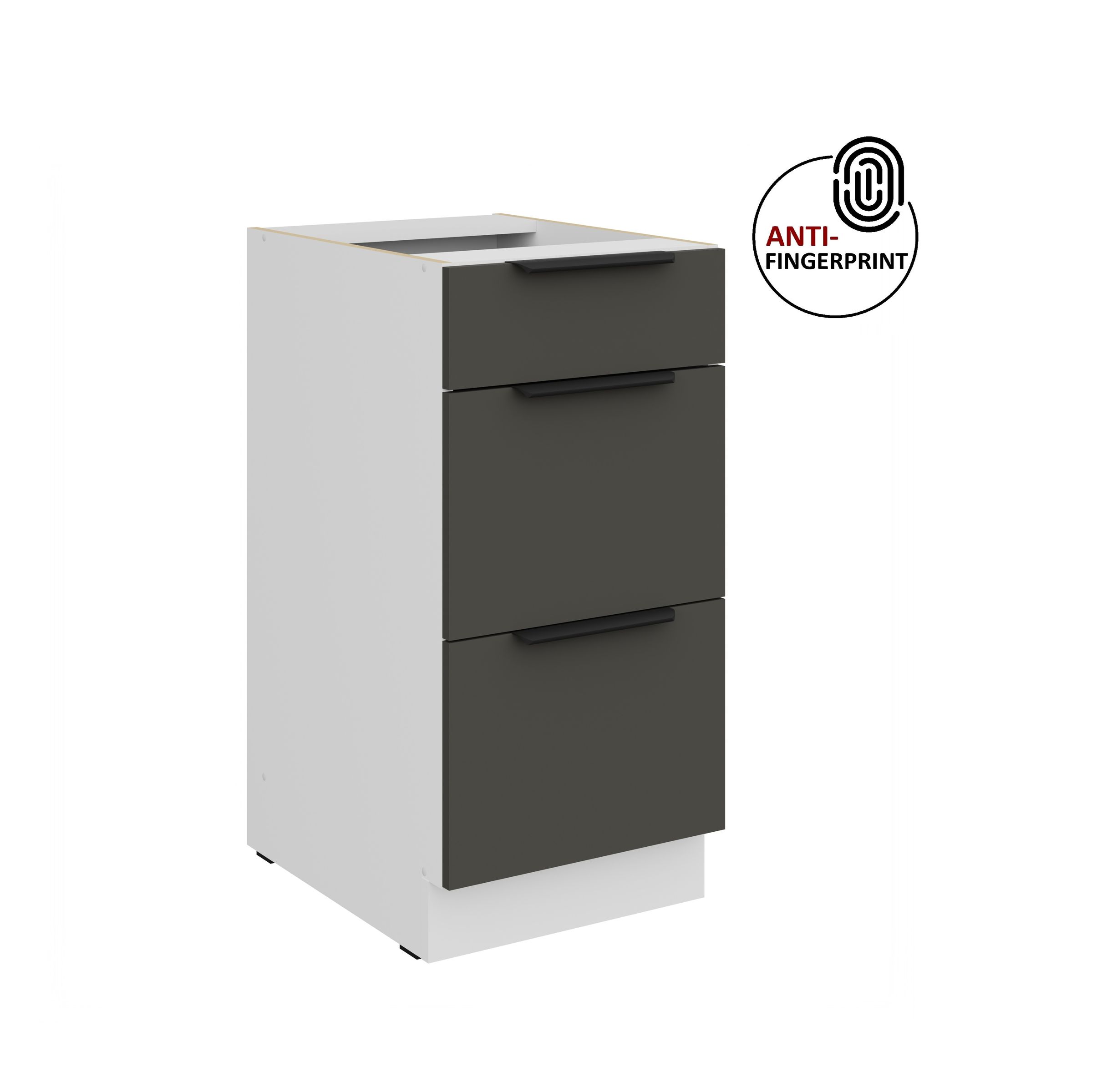 K&uuml;chen Unterschrank 40 K&uuml;che ARIA Graphite matt Anti Fingerprint K&uuml;chenzeile 