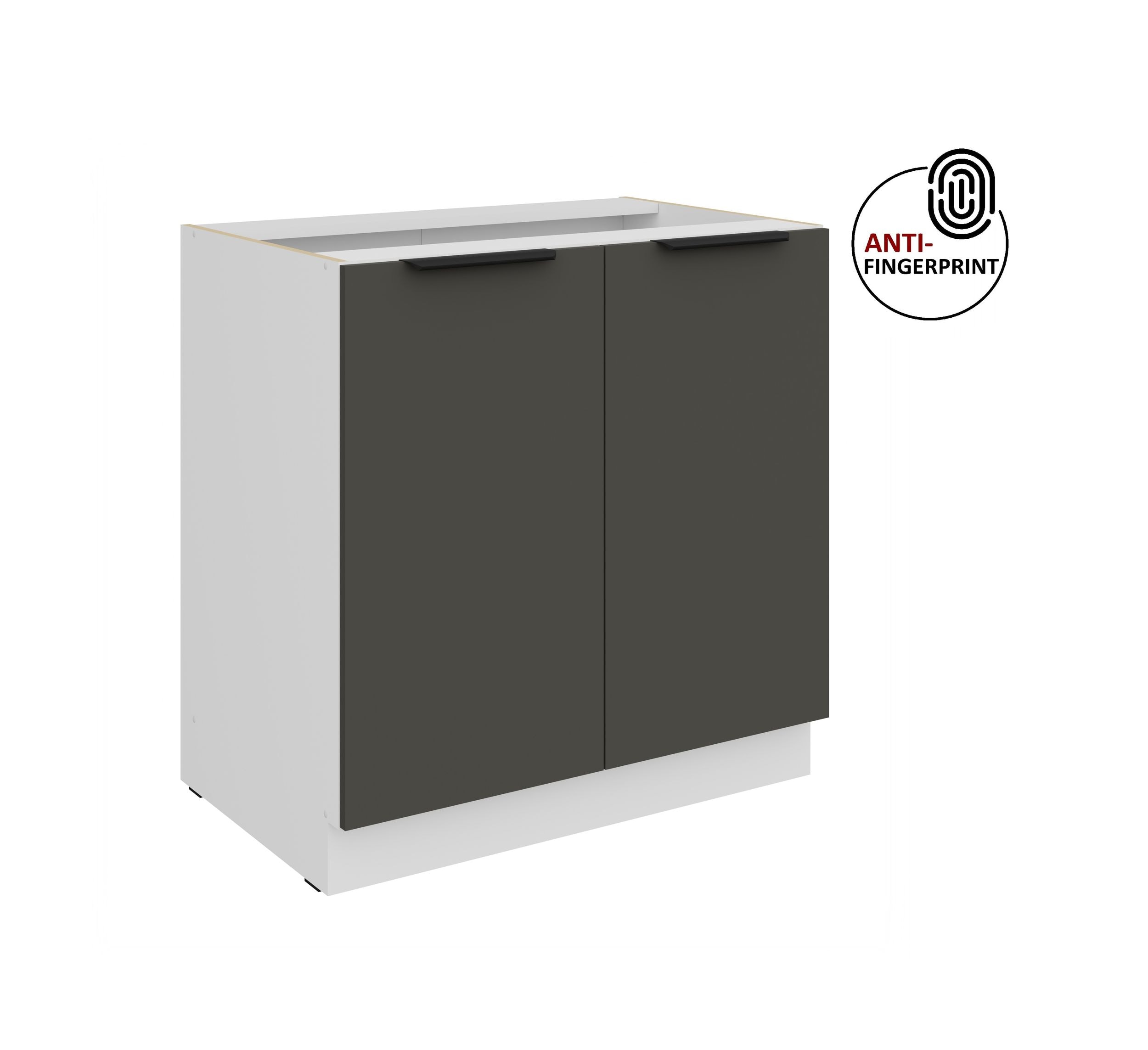 K&uuml;chen Unterschrank 80 K&uuml;che ARIA Graphite matt Anti Fingerprint K&uuml;chenzeile 