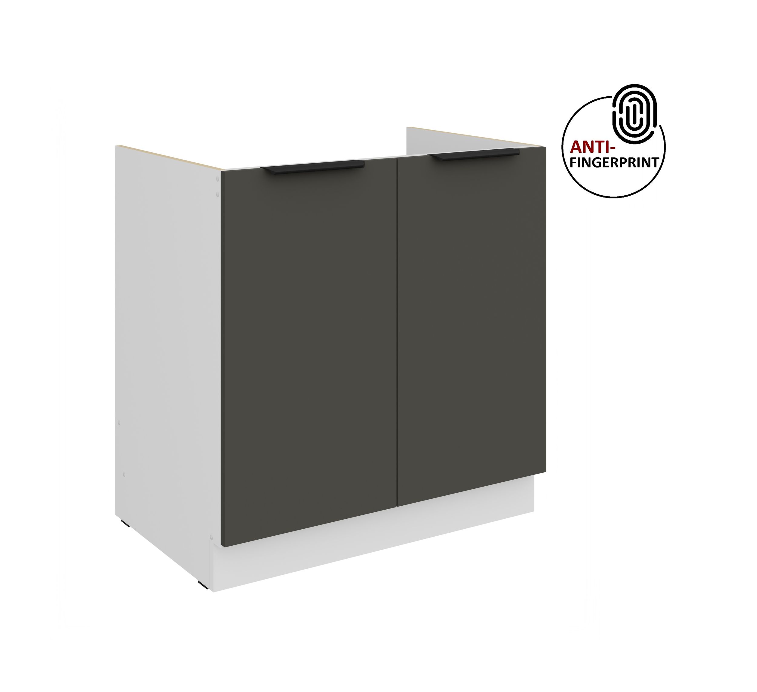 K&uuml;chen Sp&uuml;lenschrank 80 K&uuml;che ARIA Graphite matt Anti Fingerprint K&uuml;chenzeile 