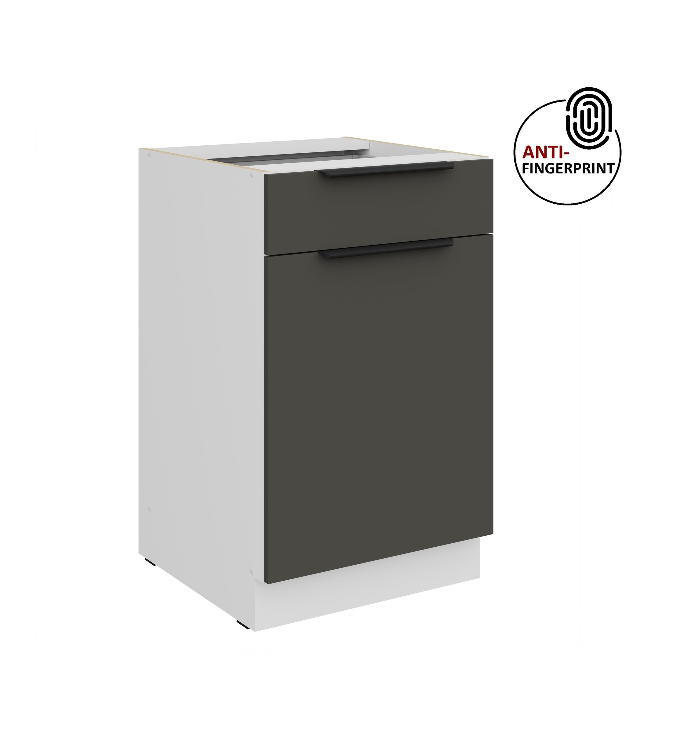 K&uuml;chen Unterschrank 50 cm K&uuml;che ARIA Graphite matt Anti Fingerprint K&uuml;chenzeile 
