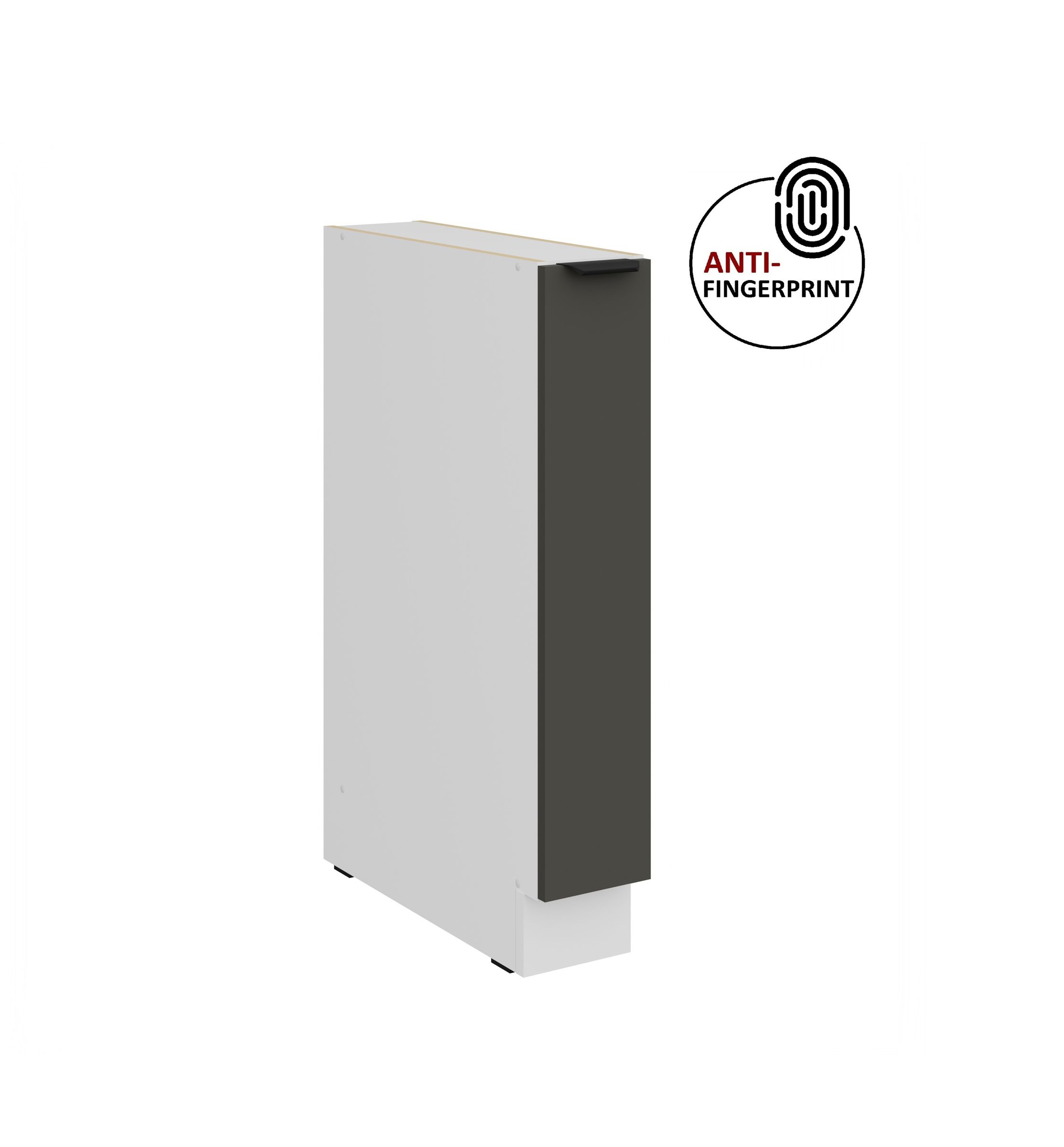 K&uuml;chen Unterschrank Schrankauszug 15 K&uuml;che ARIA Graphite matt Anti Fingerprint 