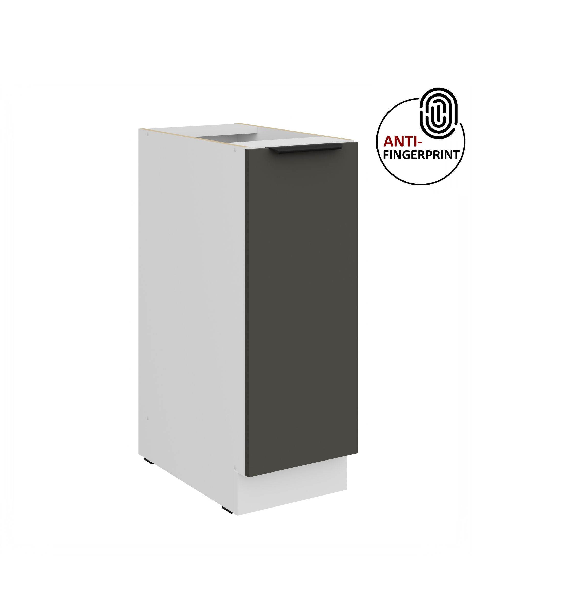 K&uuml;chen Unterschrank Schrankauszug 30 K&uuml;che ARIA Graphite matt Anti Fingerprint 