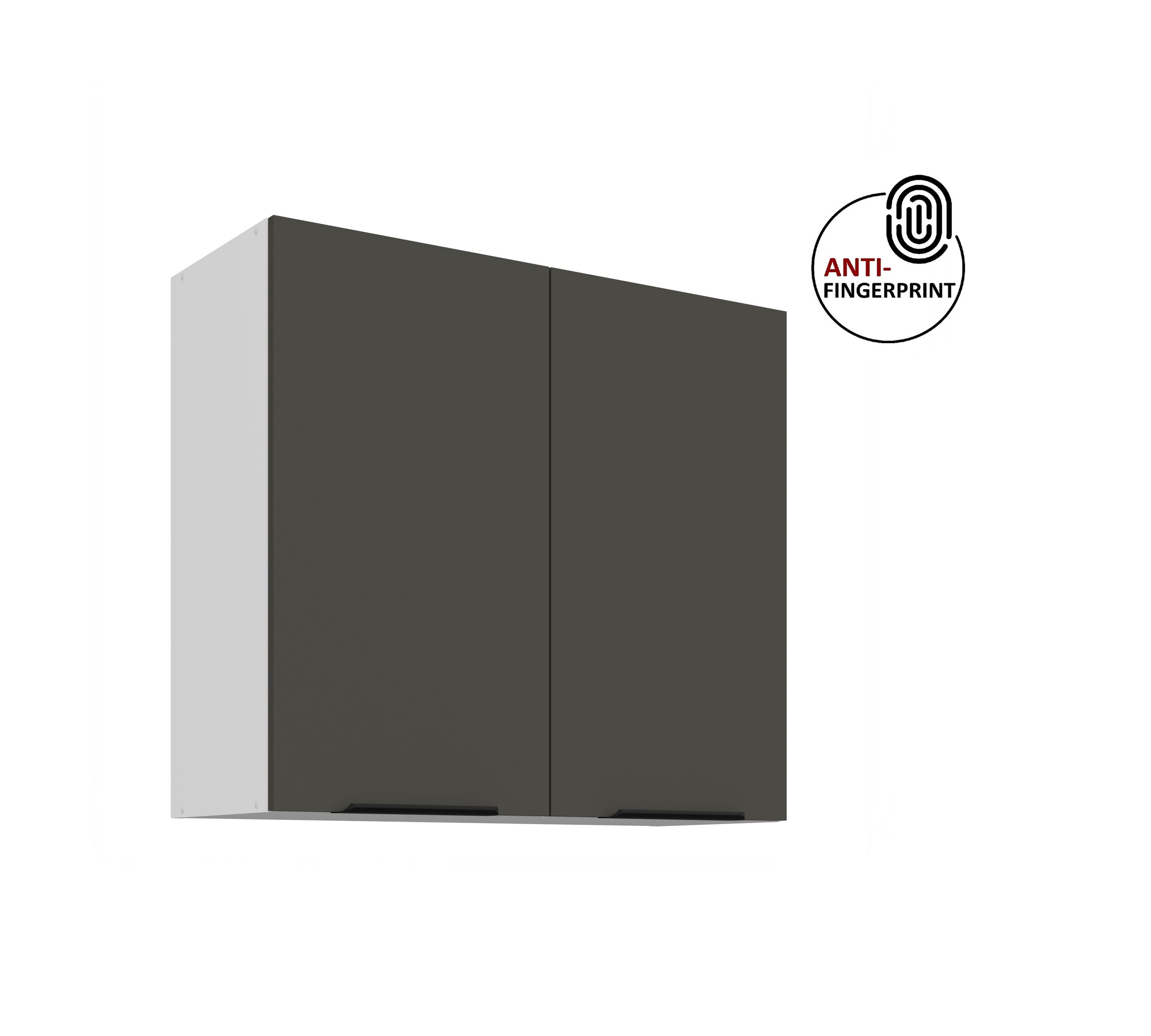 K&uuml;chen H&auml;ngeschrank 80 cm K&uuml;che ARIA Graphite matt K&uuml;chenzeile Anti Fingerprint 