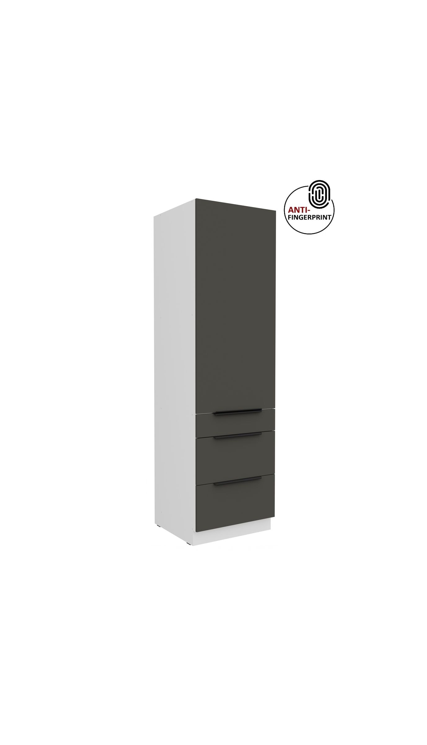 K&uuml;chen Hochschrank 60 cm K&uuml;che ARIA Graphite matt Anti Fingerprint K&uuml;chenzeile 