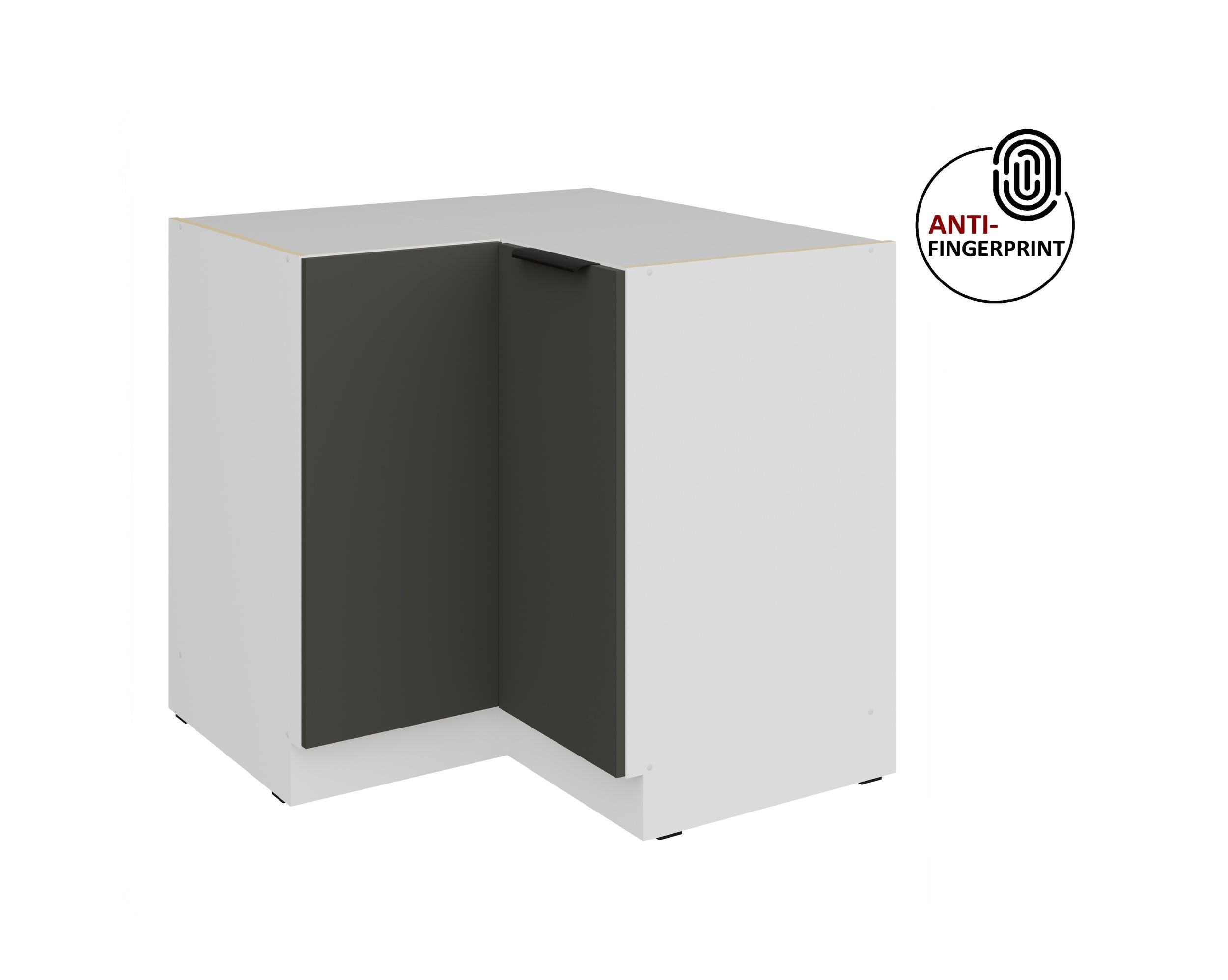 K&uuml;chen Eckschrank 90x90 cm K&uuml;che ARIA Graphite matt Anti Fingerprint K&uuml;chenzeile 