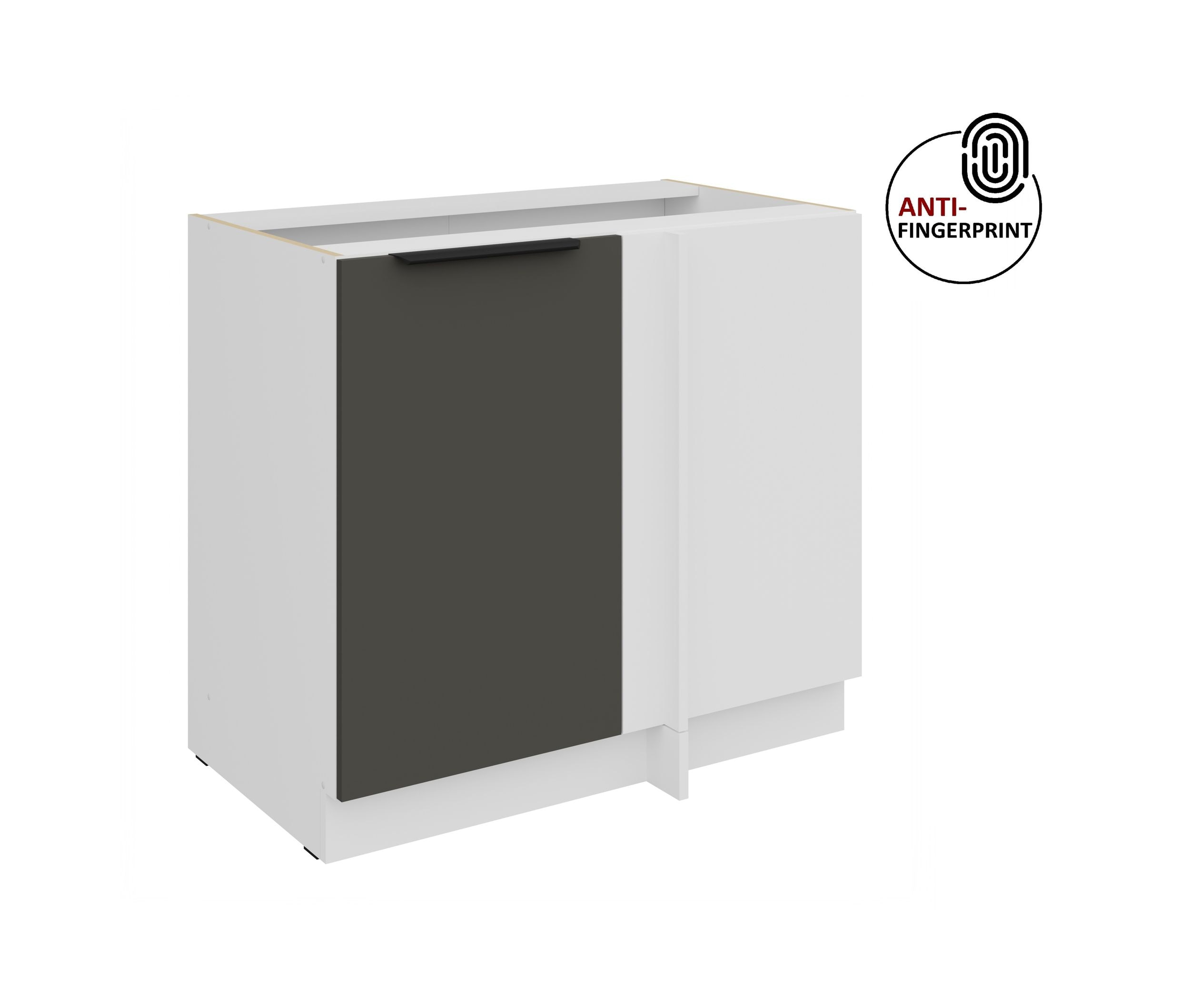 K&uuml;chen Eckschrank 105 cm K&uuml;che ARIA Graphite matt Anti Fingerprint K&uuml;chenzeile 