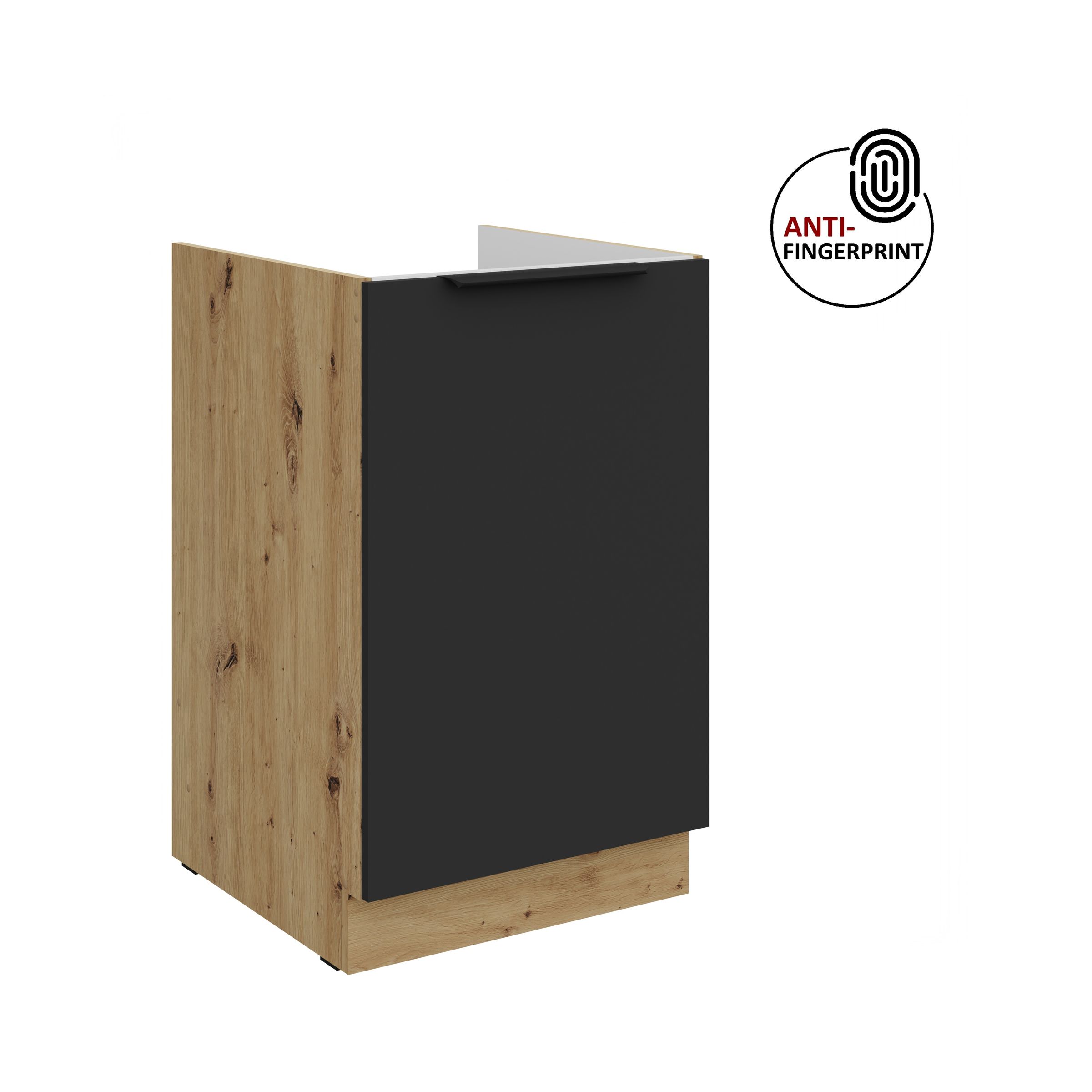 K&uuml;chen Sp&uuml;lenschrank 50 K&uuml;che ARIA Schwarz matt Anti Fingerprint K&uuml;chenzeile 