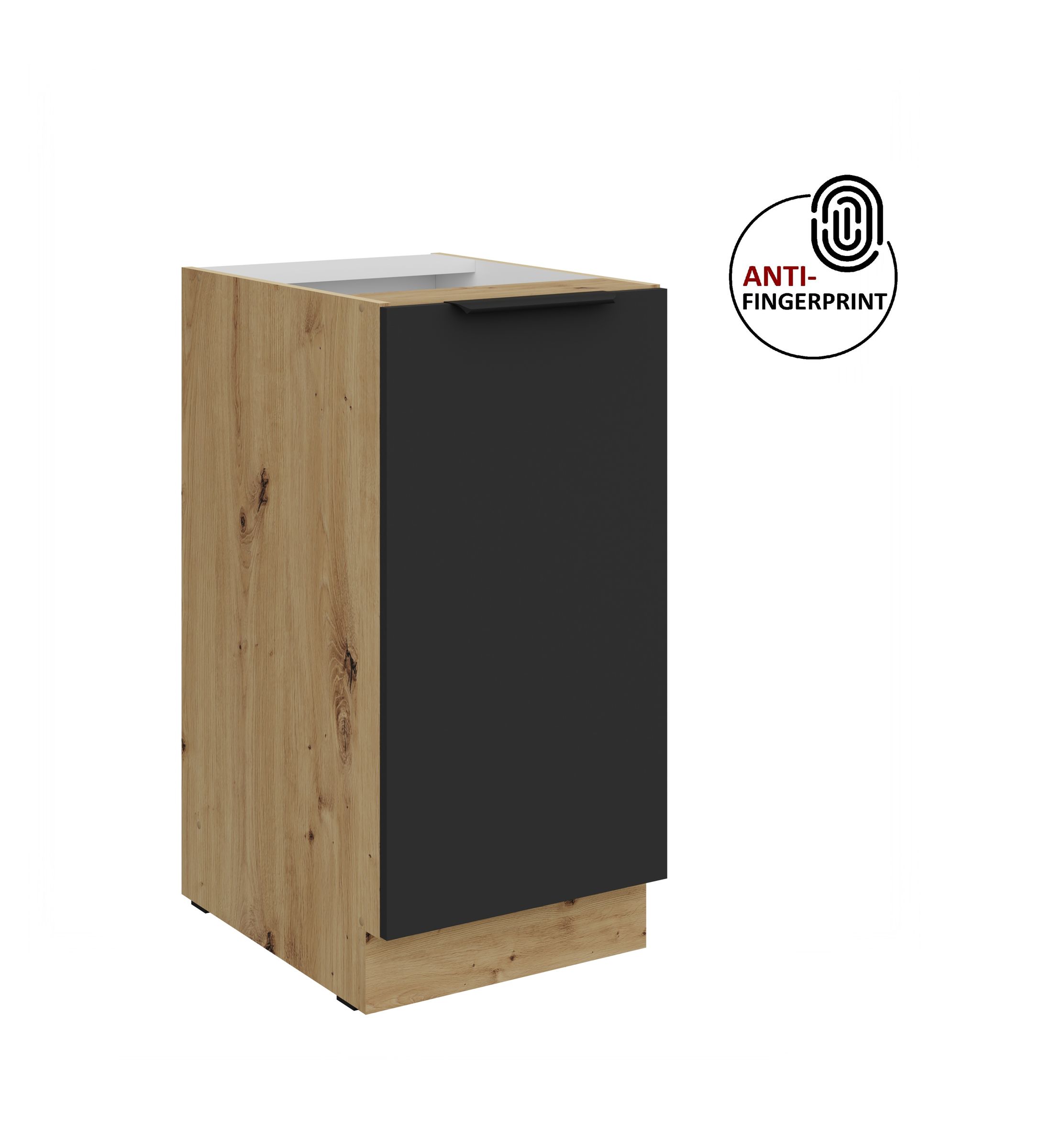 K&uuml;chen Unterschrank 40 K&uuml;che ARIA Schwarz matt Anti Fingerprint K&uuml;chenzeile 