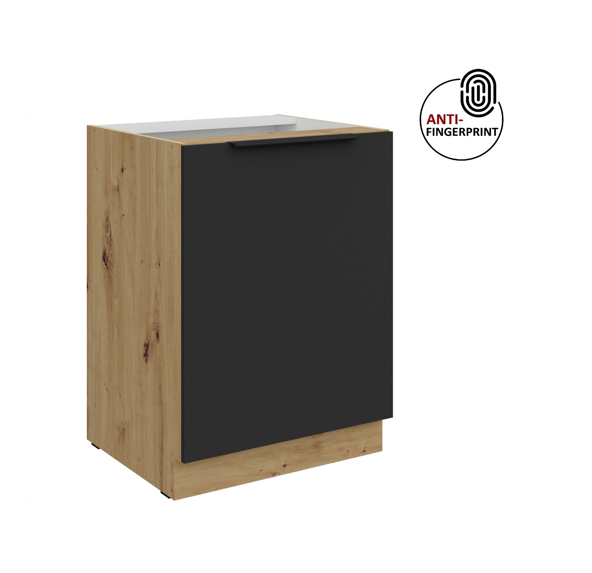 K&uuml;chen Unterschrank 60 K&uuml;che ARIA Schwarz matt Anti Fingerprint K&uuml;chenzeile 