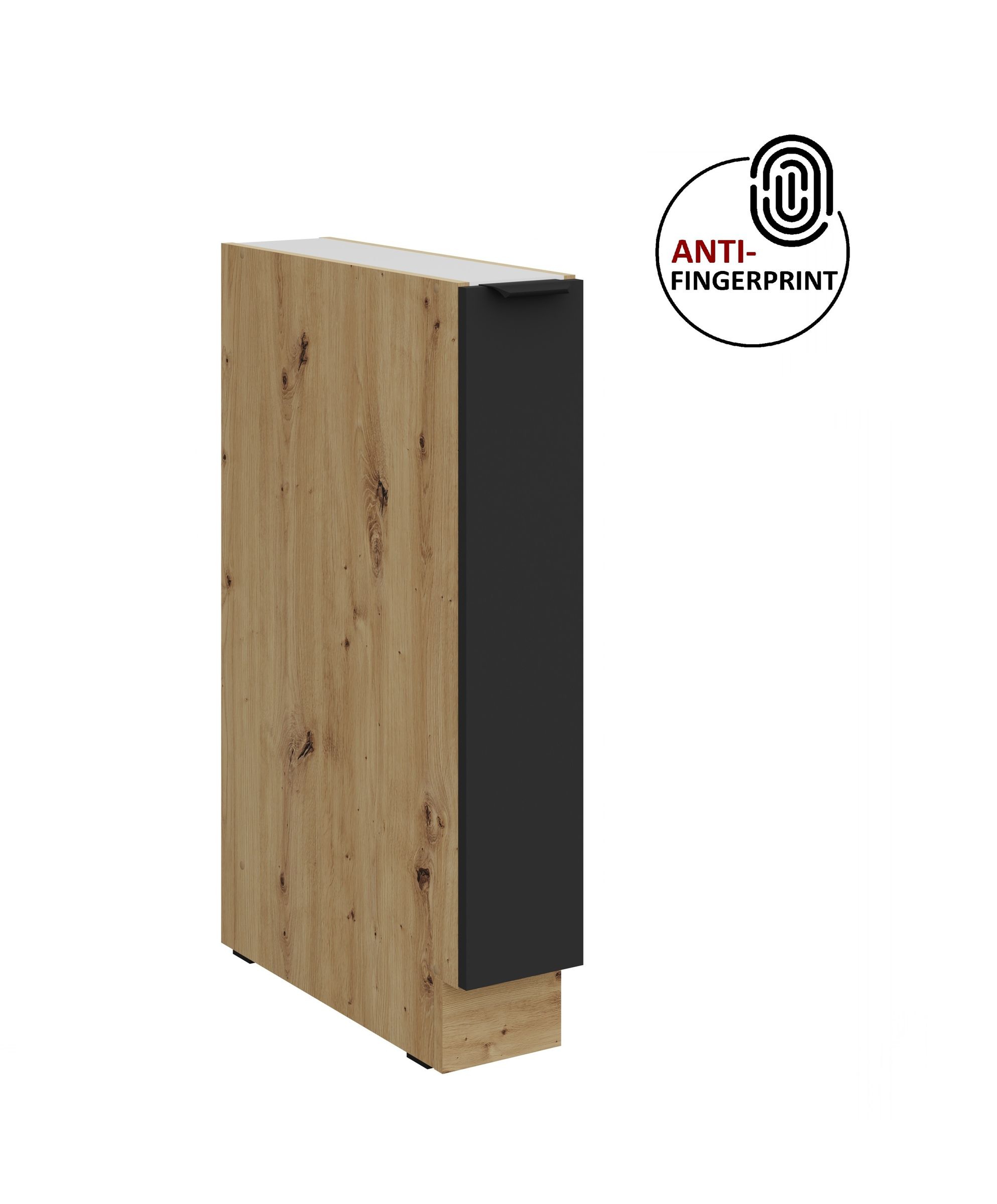 K&uuml;chen Unterschrank Schrankauszug 15 K&uuml;che ARIA Schwarz matt Anti Fingerprint 