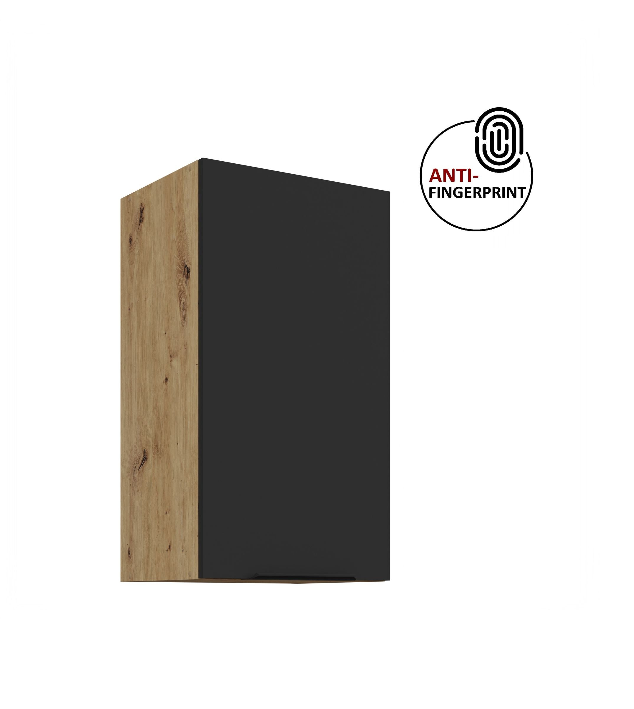 K&uuml;chen H&auml;ngeschrank 40 K&uuml;che ARIA Schwarz matt K&uuml;chenzeile Anti Fingerprint 