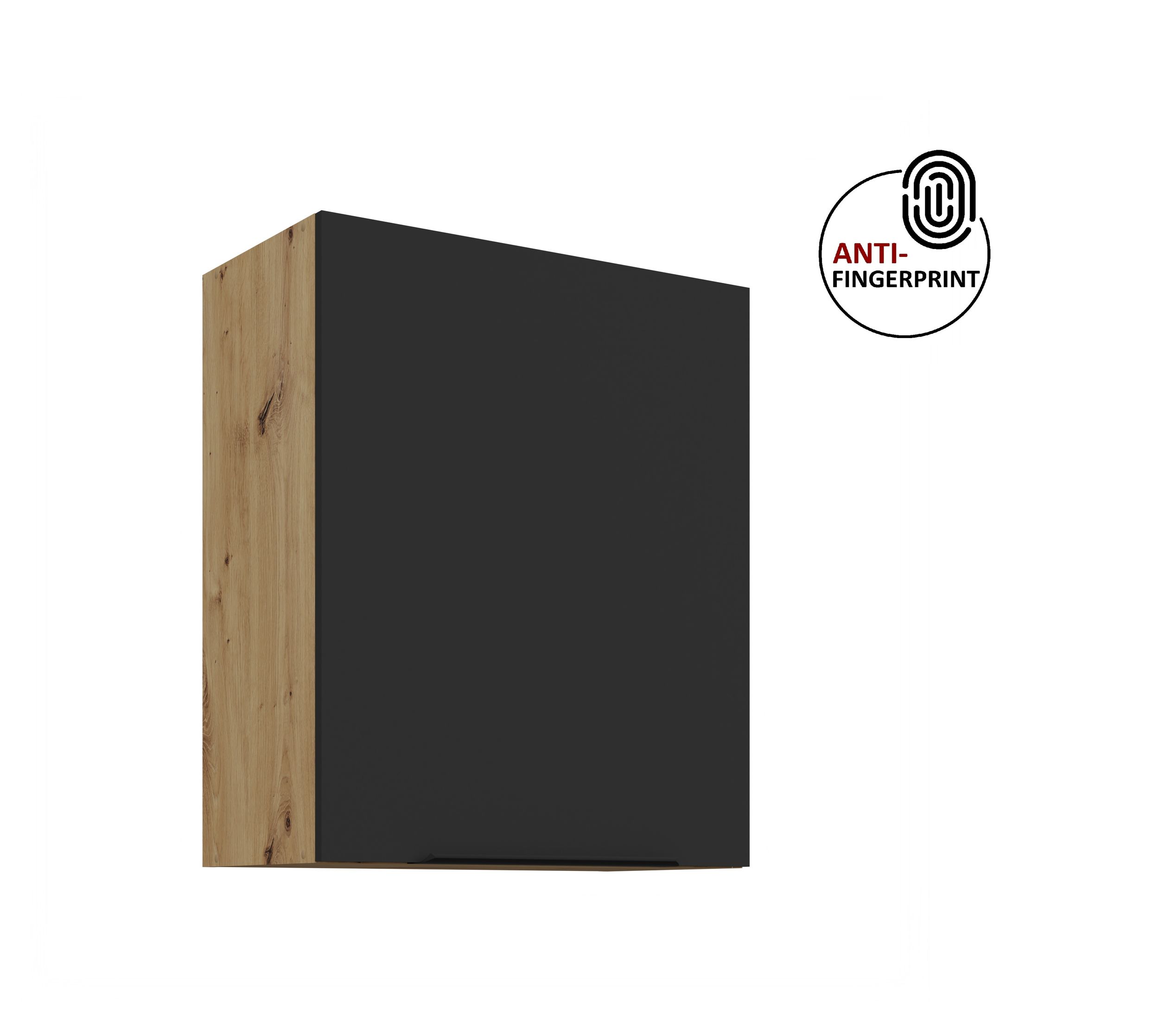 K&uuml;chen H&auml;ngeschrank 60 K&uuml;che ARIA Schwarz matt K&uuml;chenzeile Anti Fingerprint 