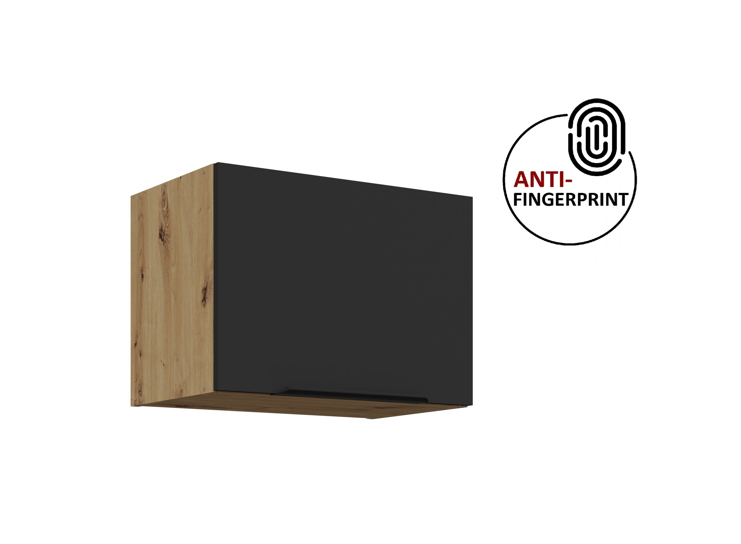 K&uuml;chen H&auml;ngeschrank 50 K&uuml;che ARIA Schwarz matt K&uuml;chenzeile Anti Fingerprint 