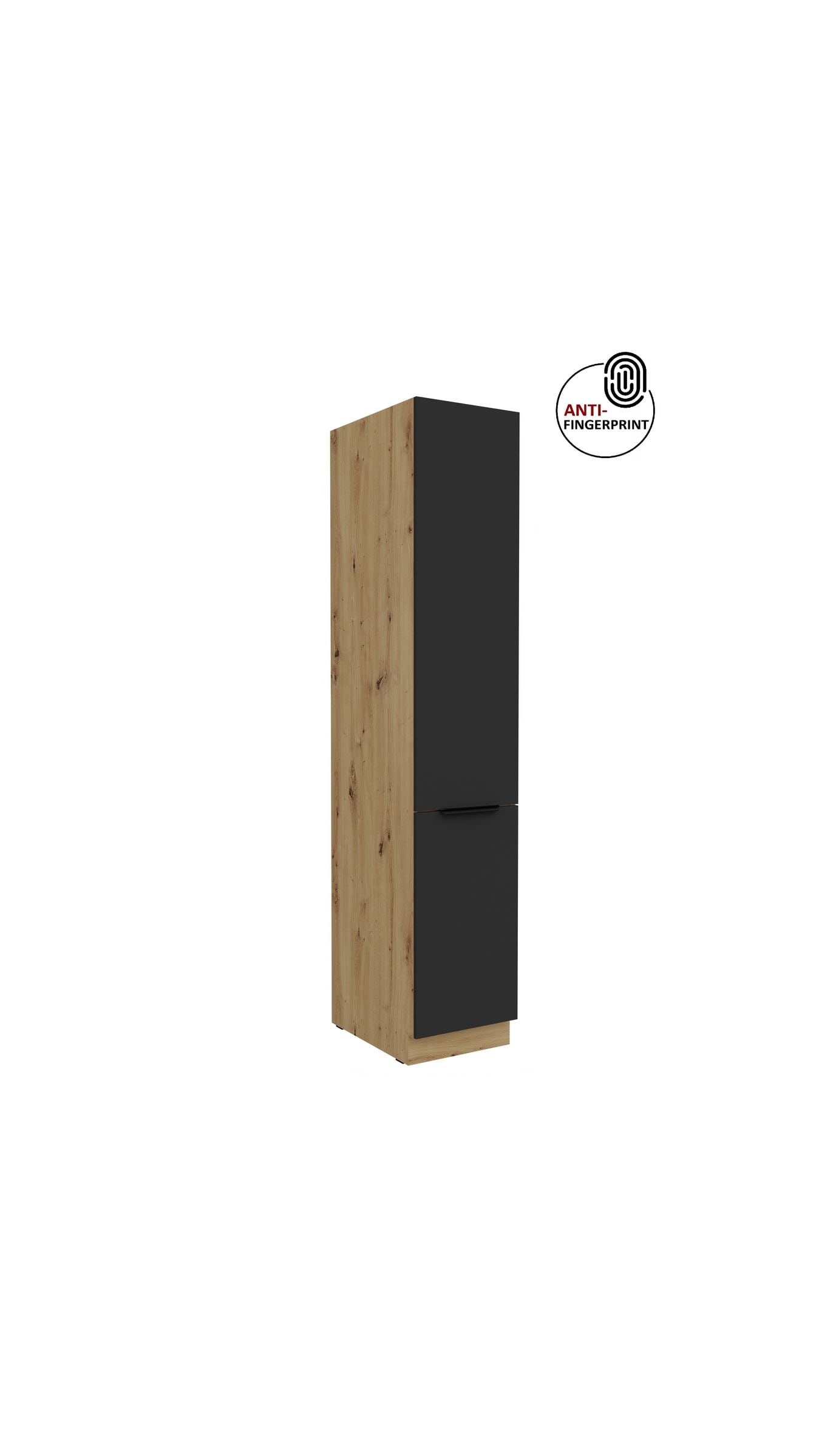 K&uuml;chen Hochschrank 40 cm K&uuml;che ARIA Schwarz matt Anti Fingerprint K&uuml;chenzeile 