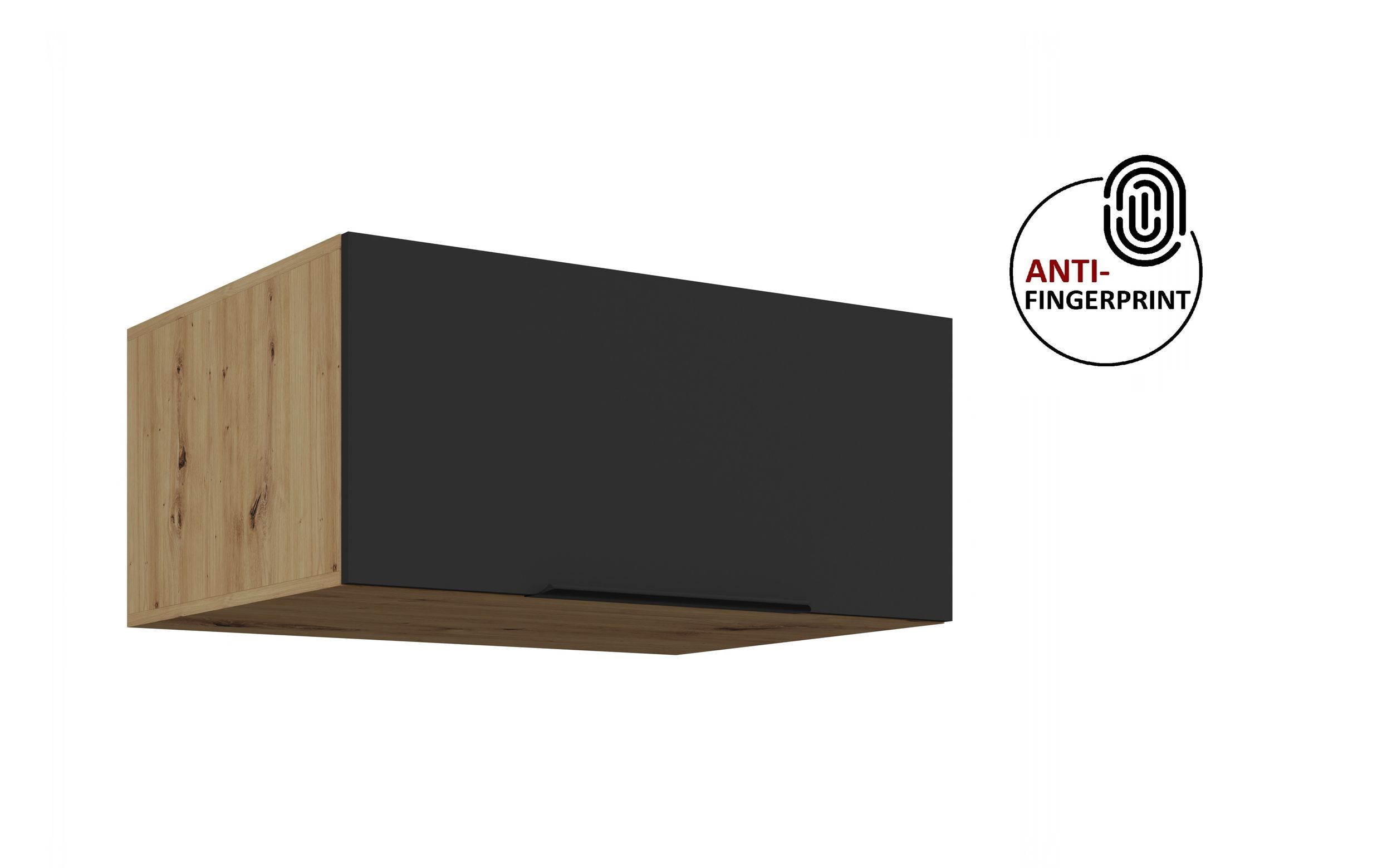 K&uuml;chen Aufsatzschrank 80 K&uuml;che ARIA Schwarz matt K&uuml;chenzeile Anti Fingerprint 