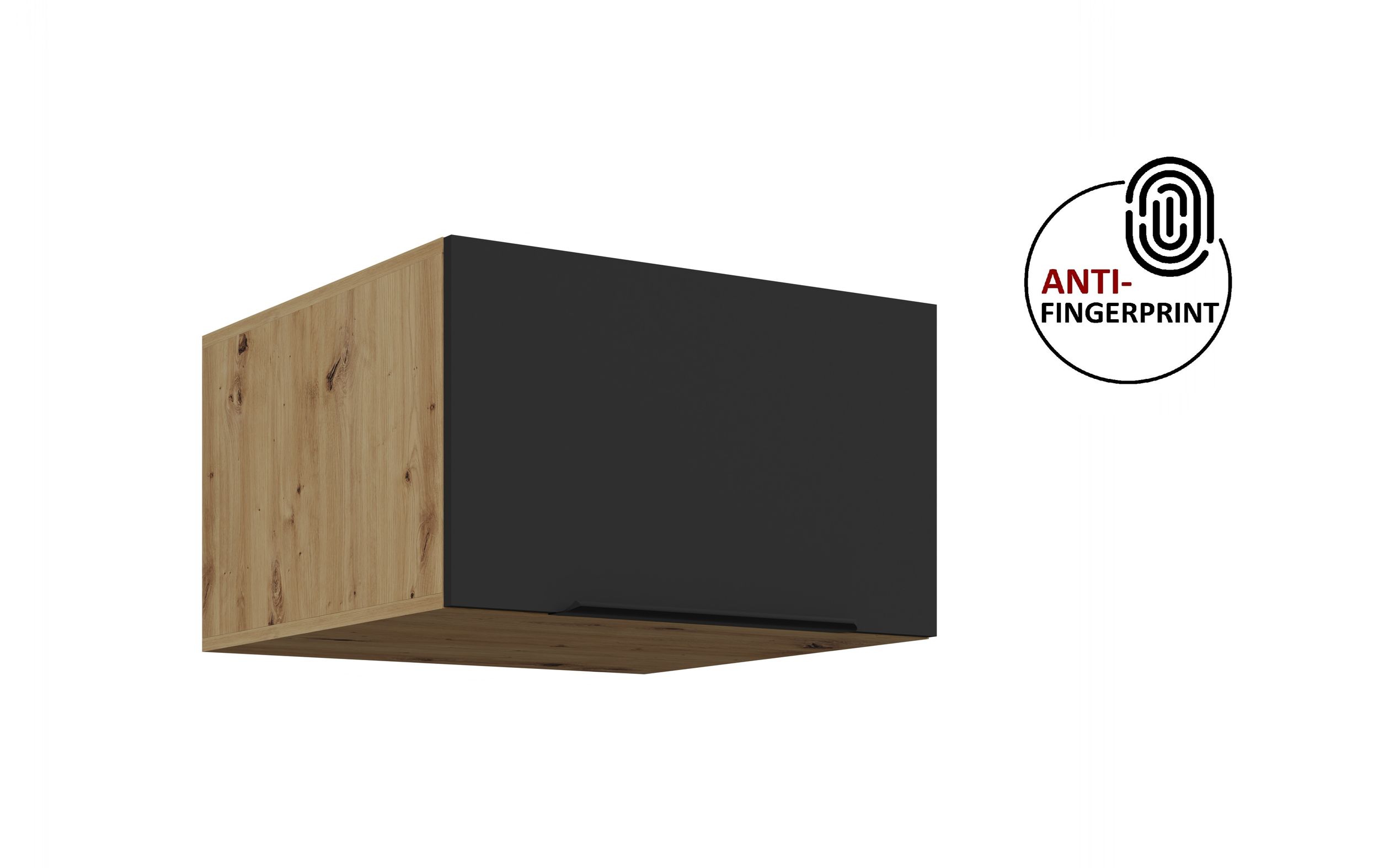 K&uuml;chen Aufsatzschrank 60 K&uuml;che ARIA Schwarz matt K&uuml;chenzeile Anti Fingerprint 