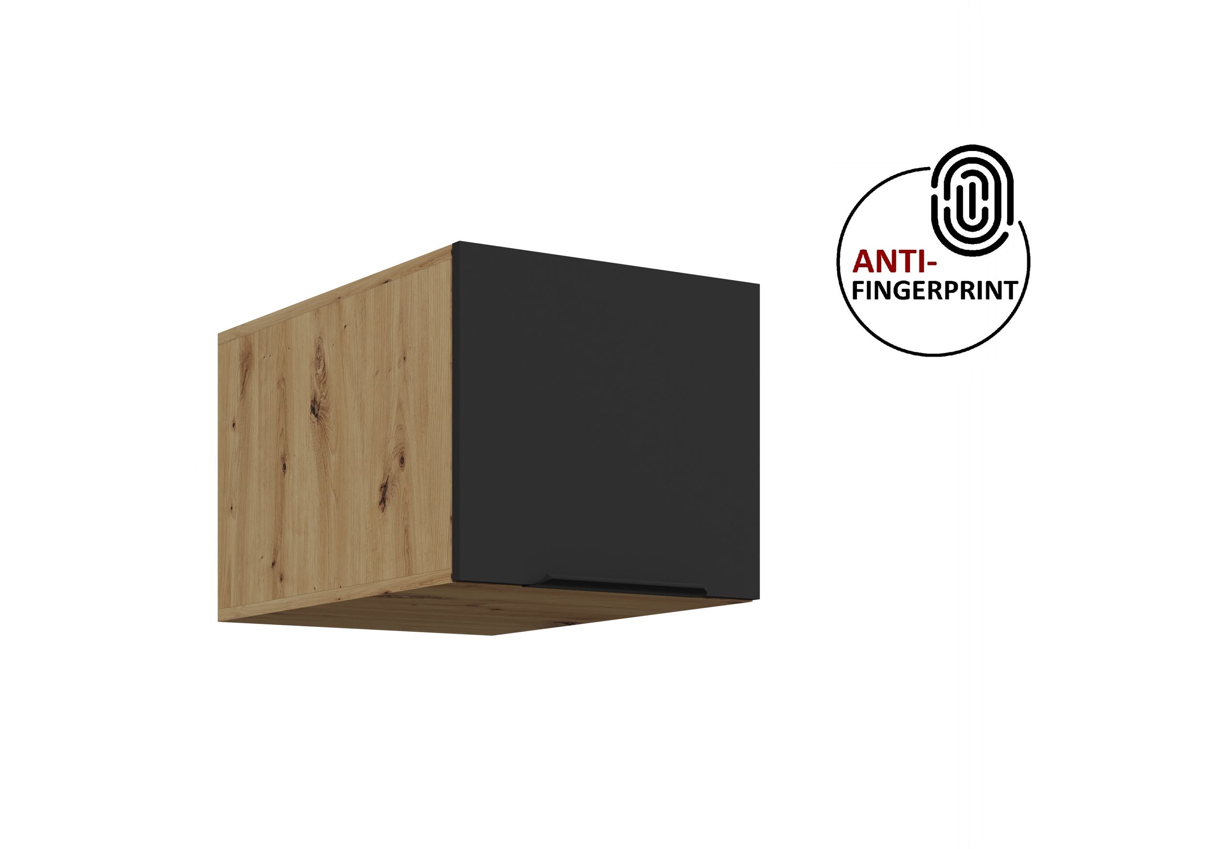 K&uuml;chen Aufsatzschrank 40 K&uuml;che ARIA Schwarz K&uuml;chenzeile Anti Fingerprint 