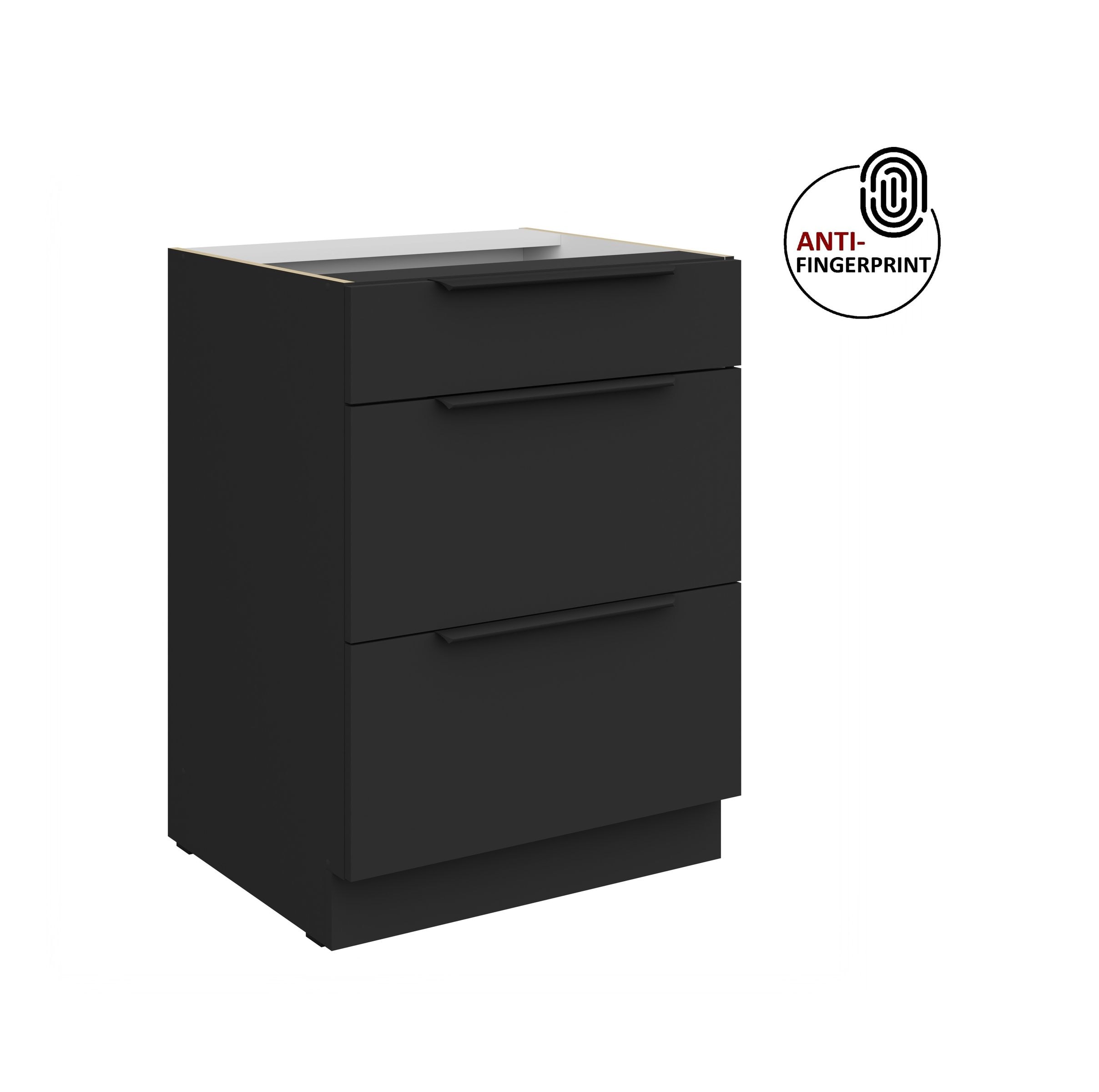 K&uuml;chen Unterschrank 60 K&uuml;che ARIA Schwarz ultra Anti Fingerprint K&uuml;chenzeile 