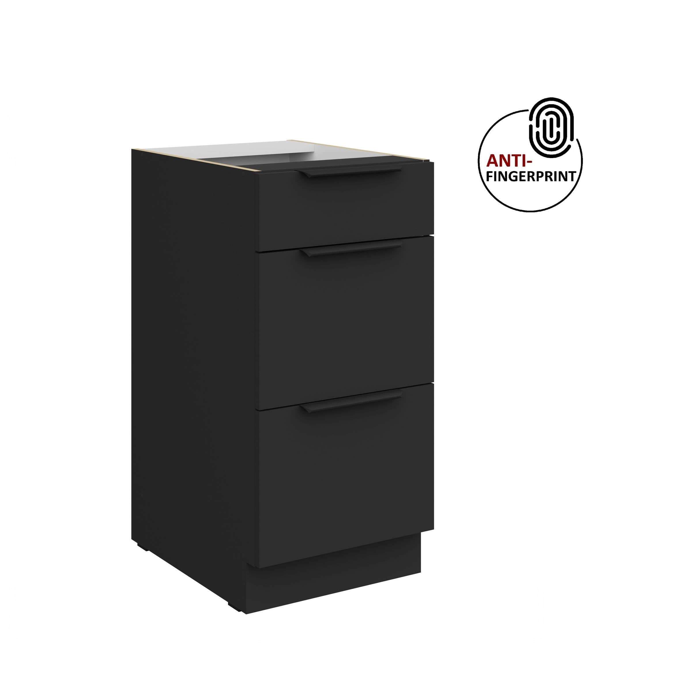 K&uuml;chen Unterschrank 40 K&uuml;che ARIA Schwarz matt Anti Fingerprint K&uuml;chenzeile 