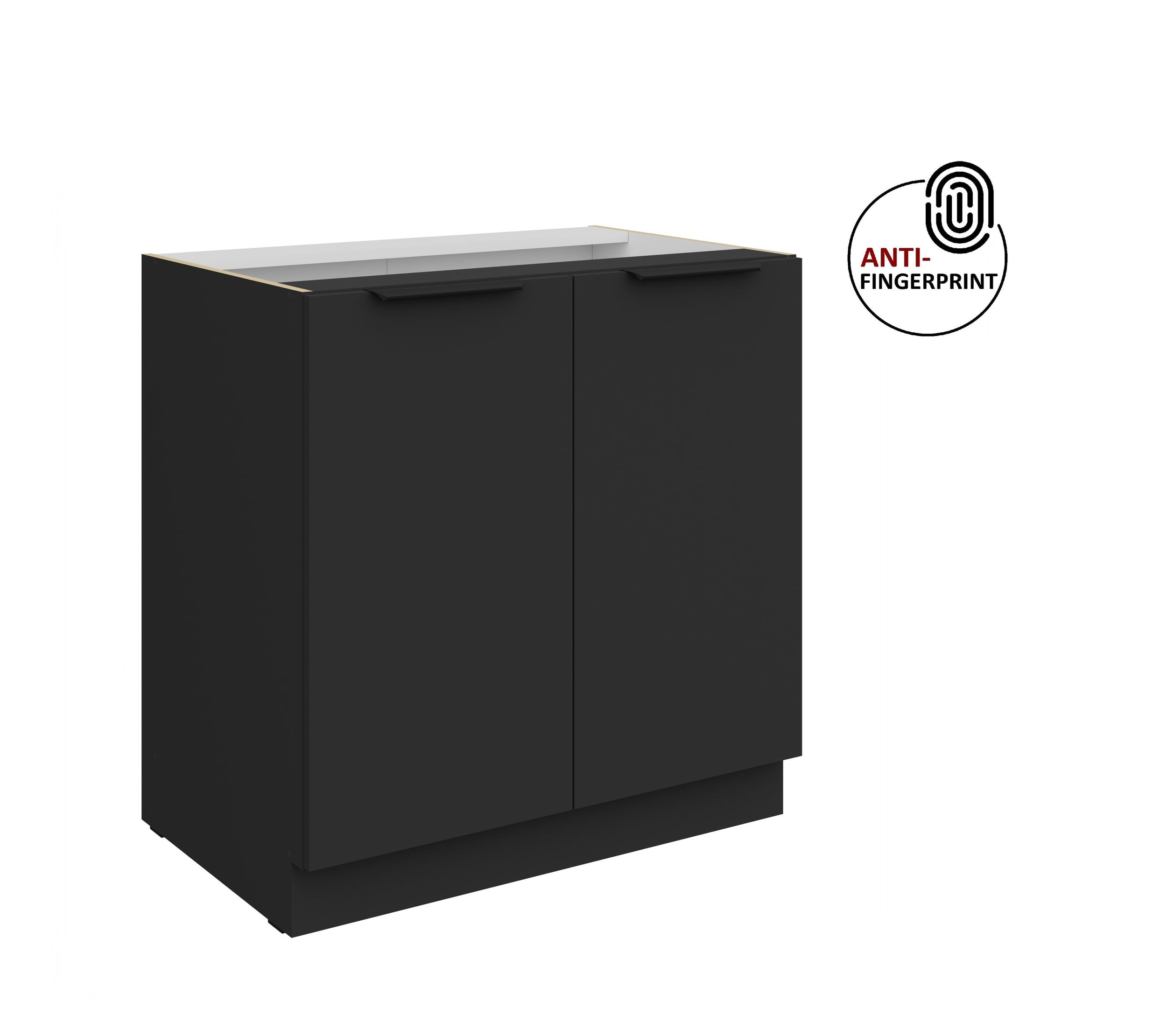 K&uuml;chen Unterschrank 80 K&uuml;che ARIA Schwarz matt Anti Fingerprint K&uuml;chenzeile 