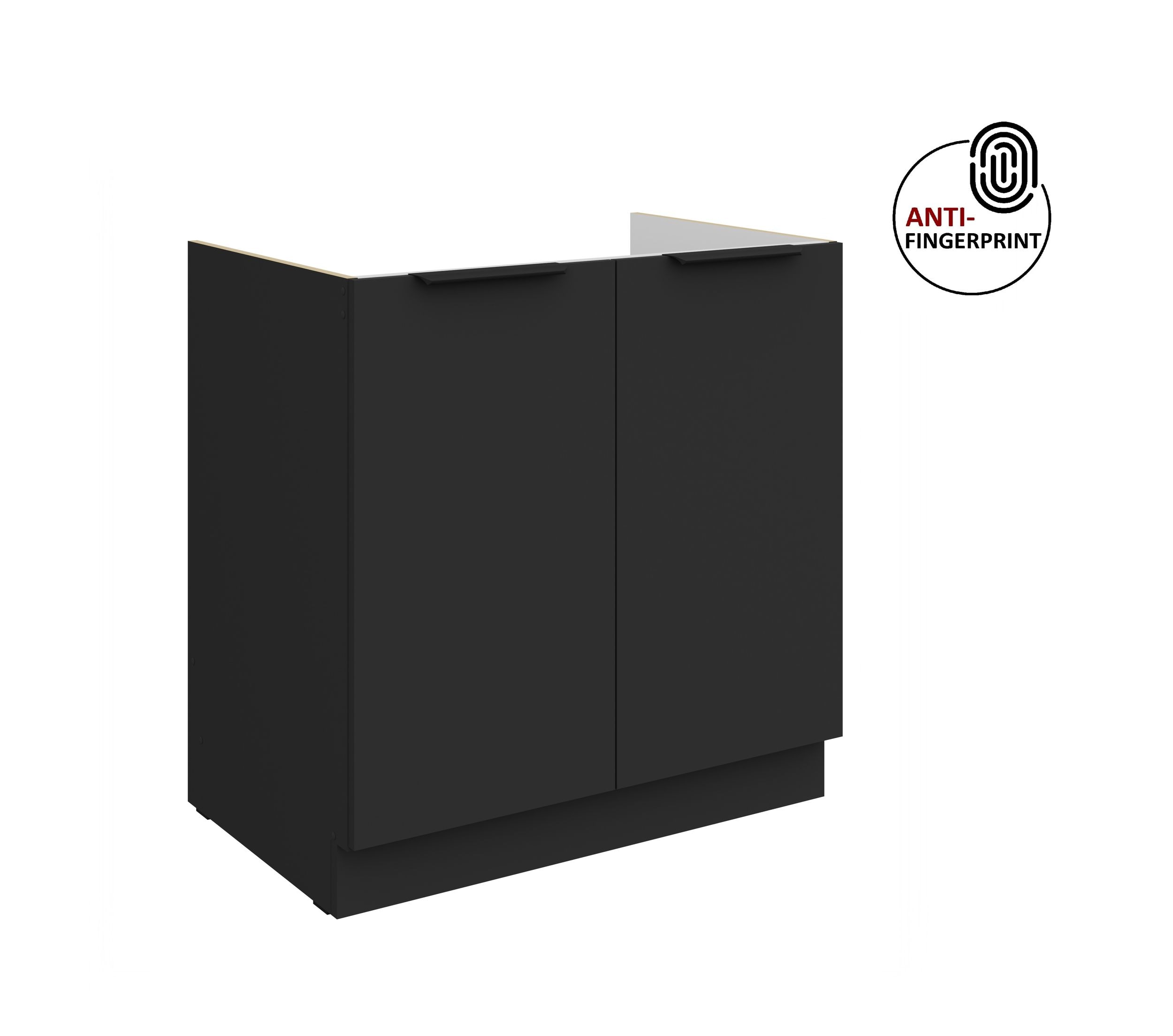 K&uuml;chen Sp&uuml;lenschrank 80 K&uuml;che ARIA Schwarz matt Anti Fingerprint K&uuml;chenzeile 