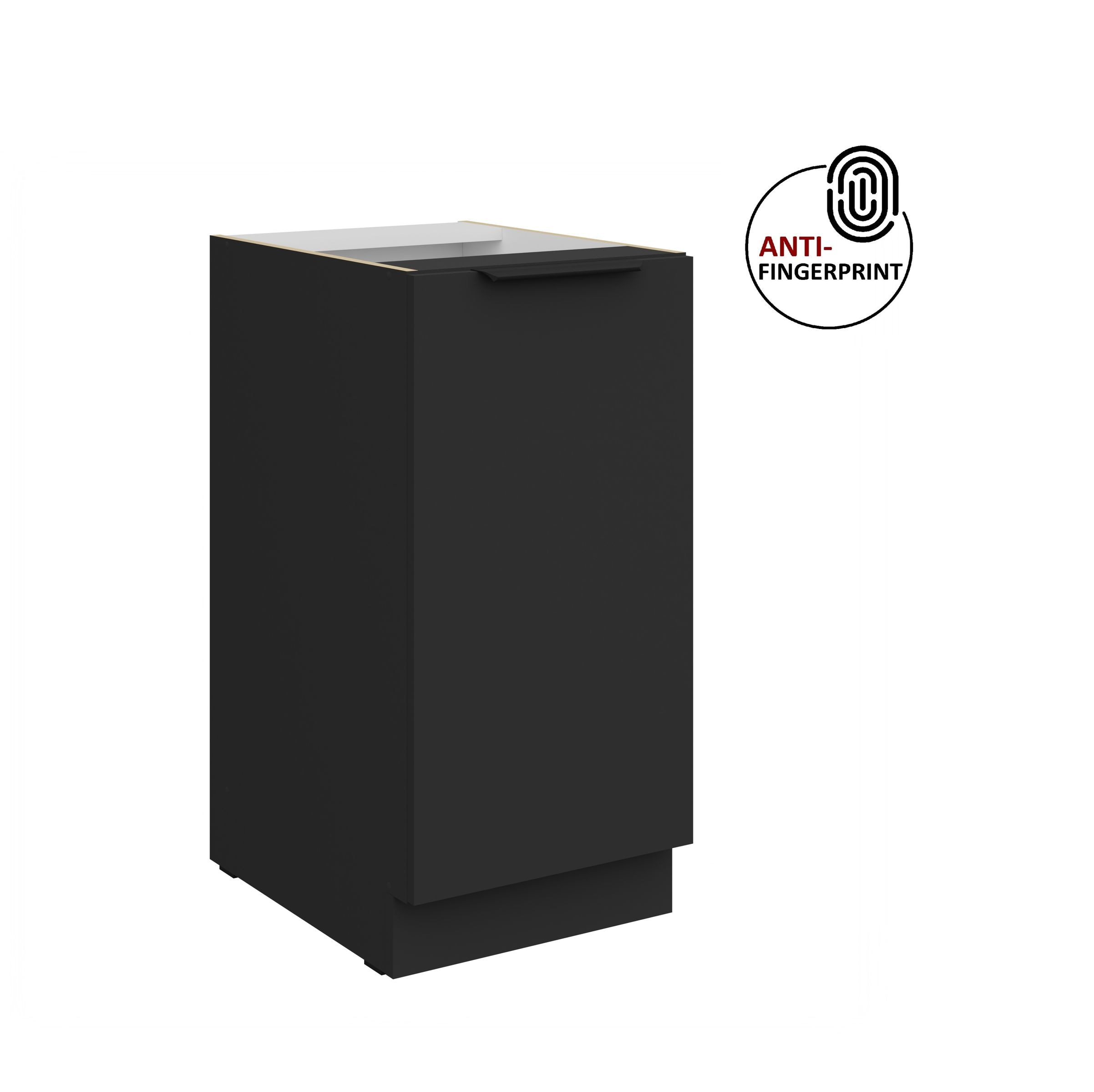 K&uuml;chen Unterschrank 40 K&uuml;che ARIA Schwarz matt Anti Fingerprint K&uuml;chenzeile 