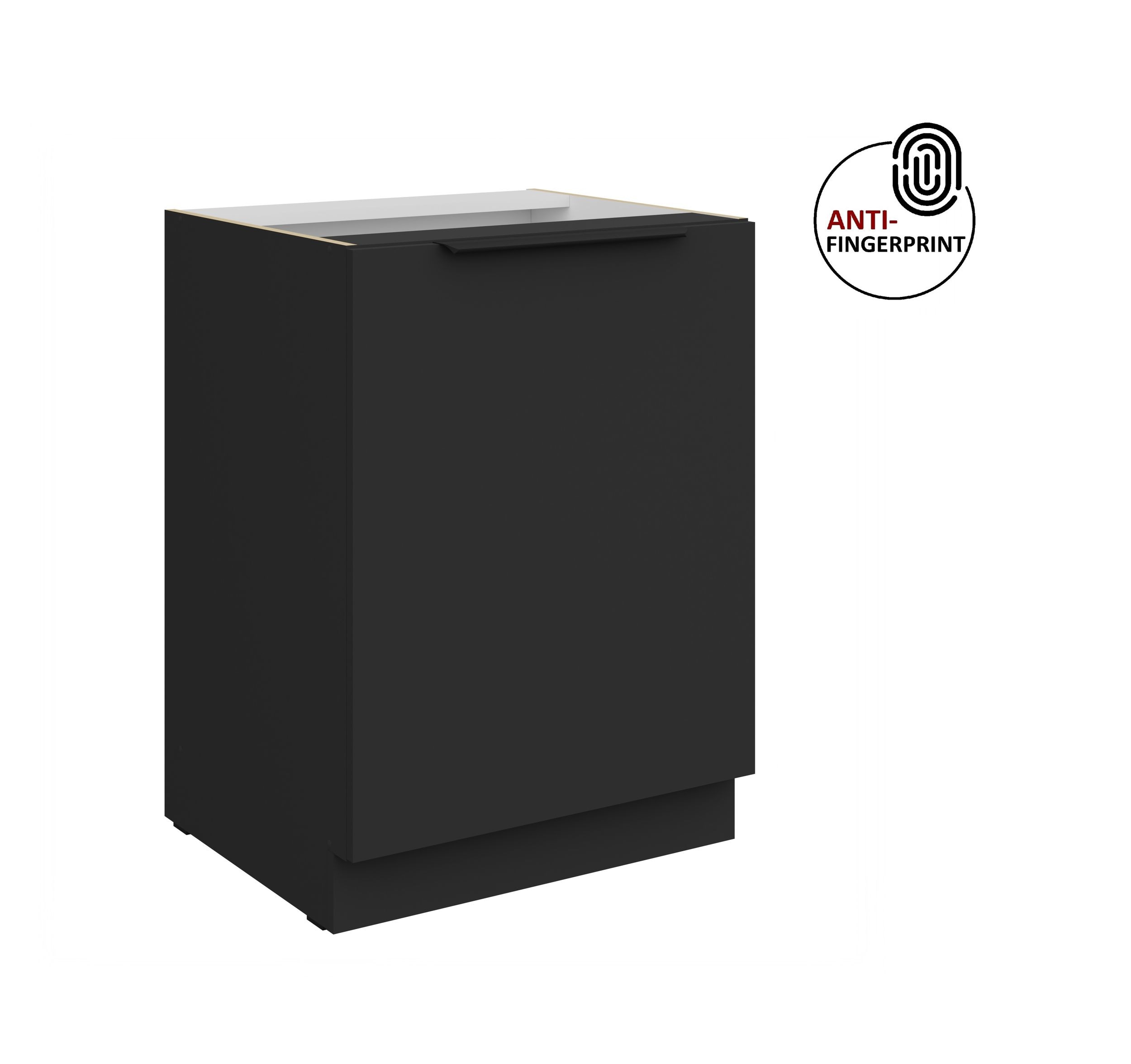 K&uuml;chen Unterschrank 60 K&uuml;che ARIA Schwarz matt Anti Fingerprint K&uuml;chenzeile 