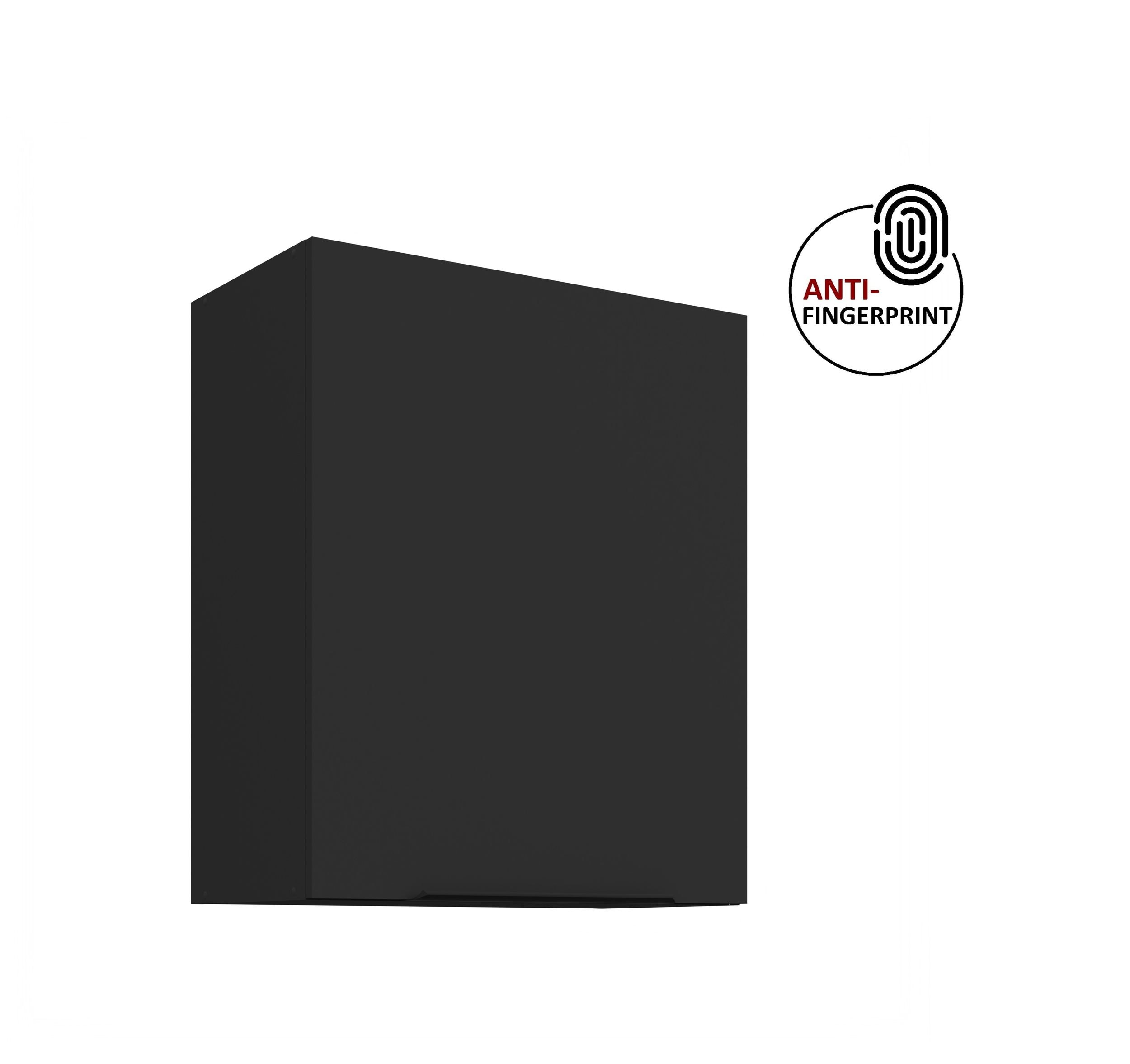 K&uuml;chen H&auml;ngeschrank 60 K&uuml;che ARIA Schwarz matt K&uuml;chenzeile Anti Fingerprint 