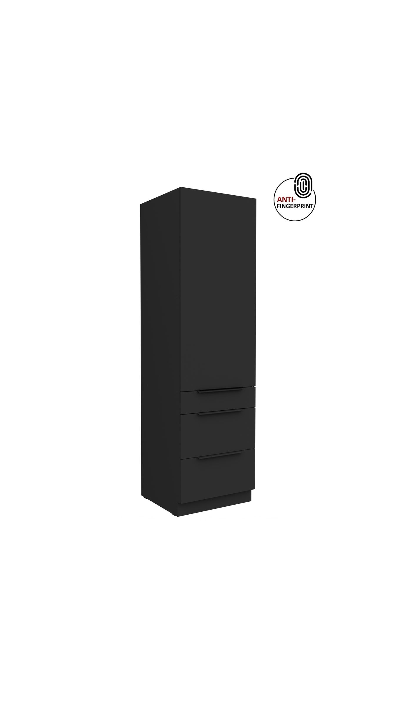 K&uuml;chen Hochschrank 60 cm K&uuml;che ARIA Schwarz matt Anti Fingerprint K&uuml;chenzeile 