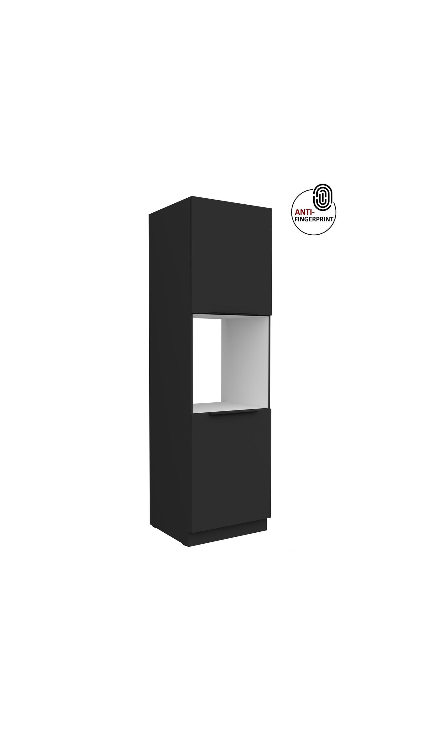 K&uuml;chen Hochschrank 60 cm K&uuml;che ARIA Schwarz matt Anti Fingerprint K&uuml;chenzeile 