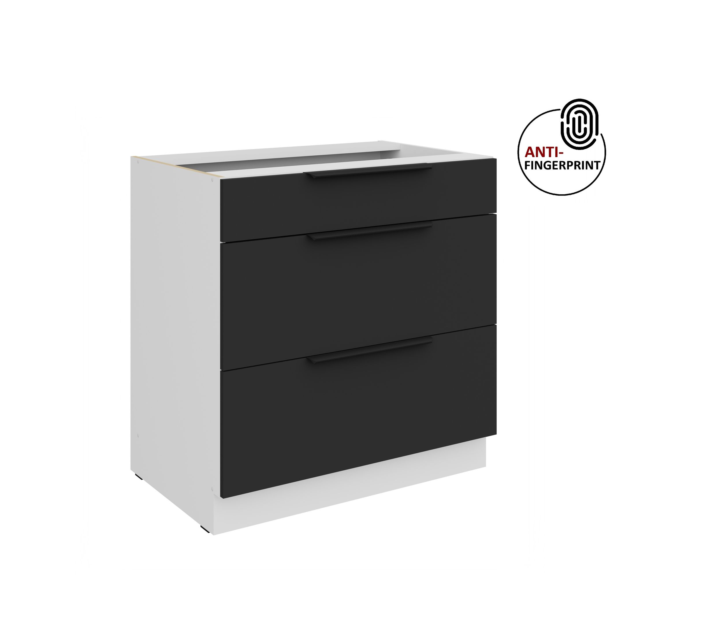 K&uuml;chen Unterschrank 80 K&uuml;che ARIA Schwarz matt Anti Fingerprint K&uuml;chenzeile 