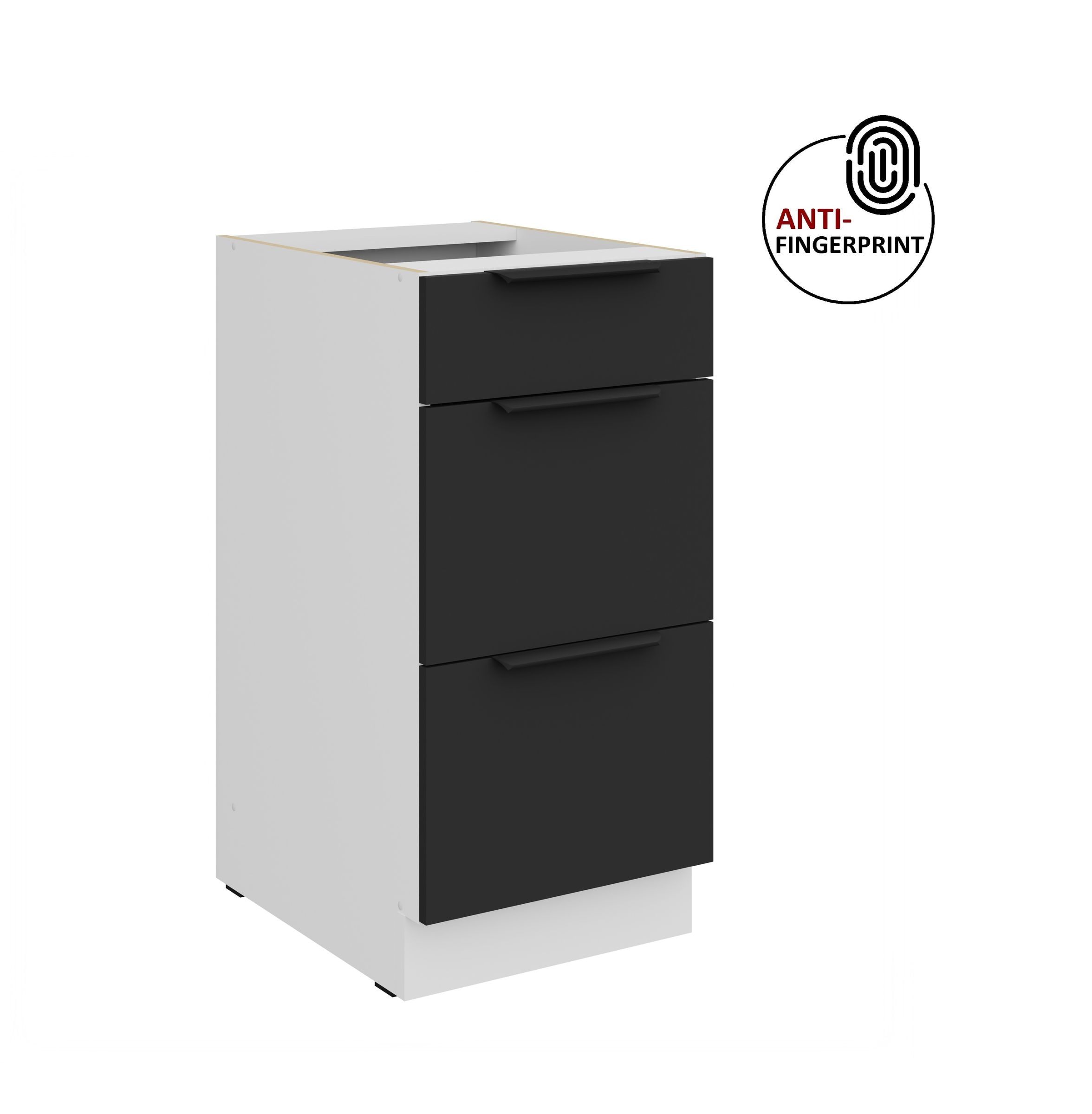 K&uuml;chen Unterschrank 40 K&uuml;che ARIA Schwarz matt Anti Fingerprint K&uuml;chenzeile 