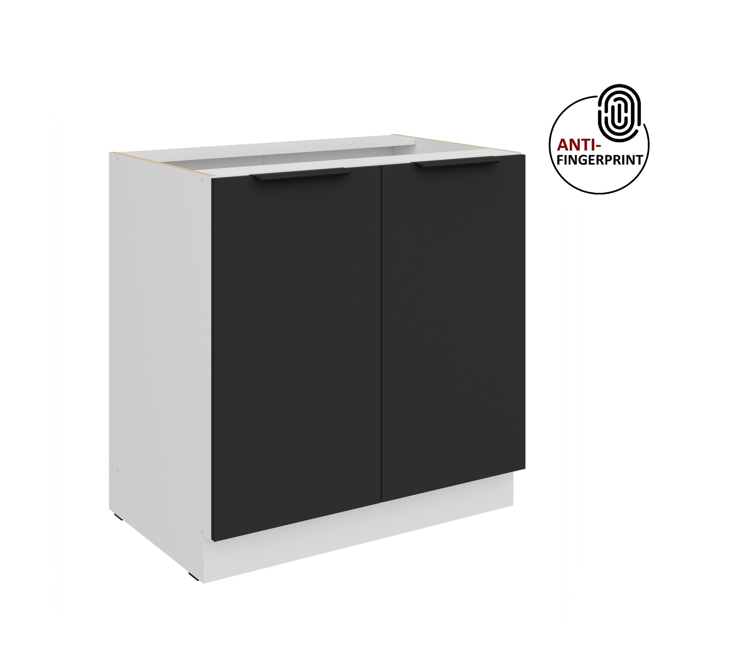 K&uuml;chen Unterschrank 80 K&uuml;che ARIA Schwarz matt Anti Fingerprint K&uuml;chenzeile 