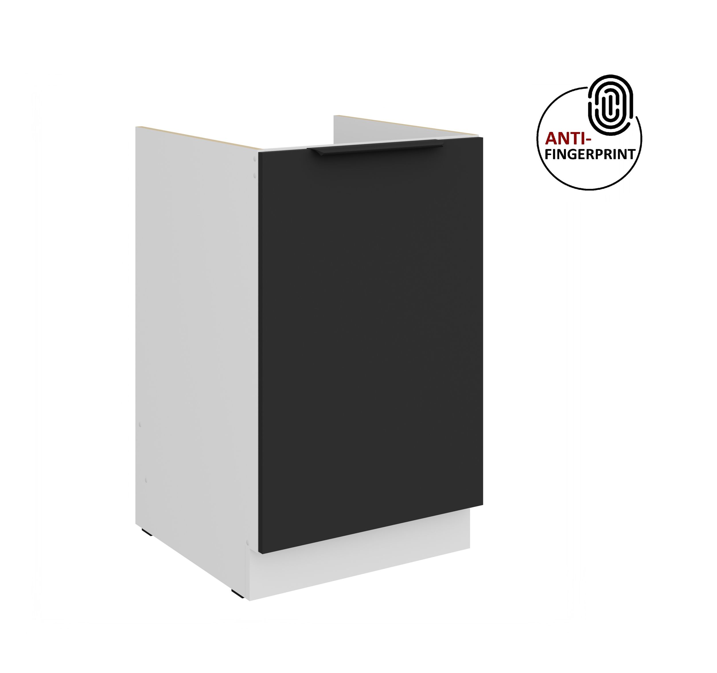 K&uuml;chen Sp&uuml;lenschrank 50 K&uuml;che ARIA Schwarz matt Anti Fingerprint K&uuml;chenzeile 