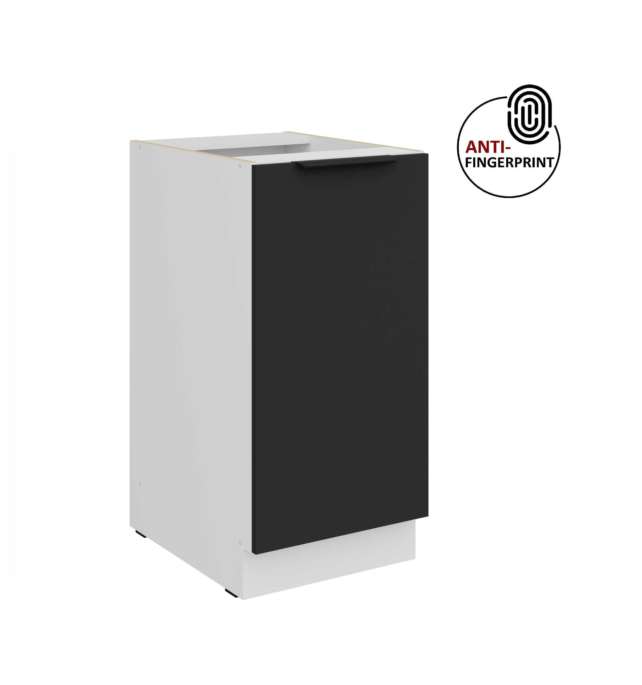 K&uuml;chen Unterschrank 40 cm K&uuml;che ARIA Schwarz matt Anti Fingerprint K&uuml;chenzeile 