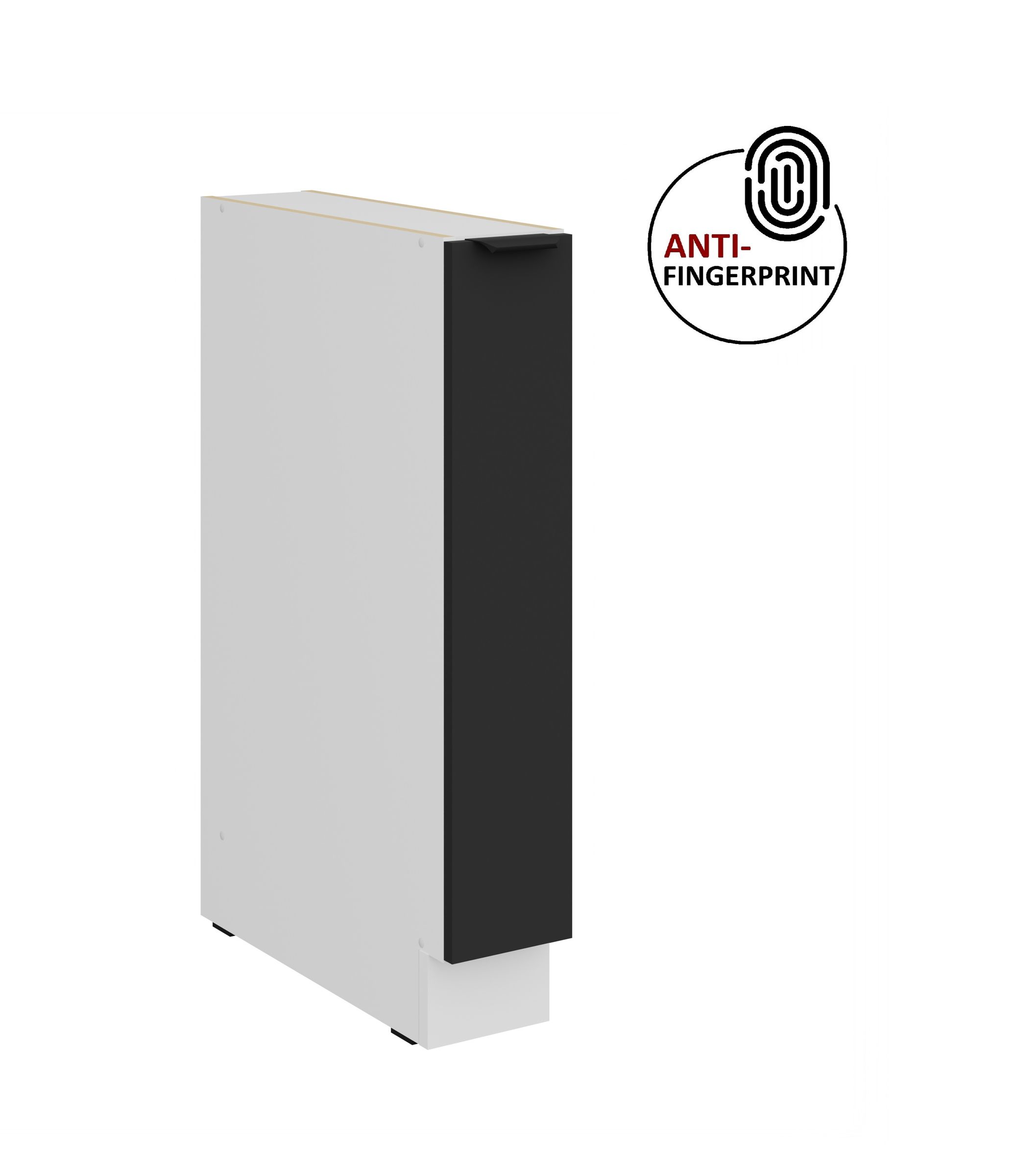 K&uuml;chen Unterschrank Schrankauszug 15 K&uuml;che ARIA Schwarz matt Anti Fingerprint 