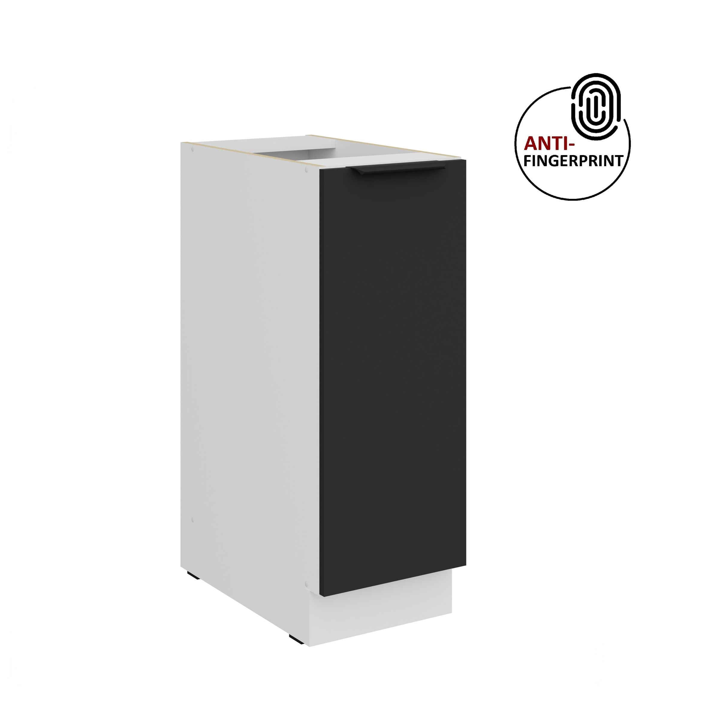 K&uuml;chen Unterschrank Schrankauszug 30 K&uuml;che ARIA Schwarz matt Anti Fingerprint 