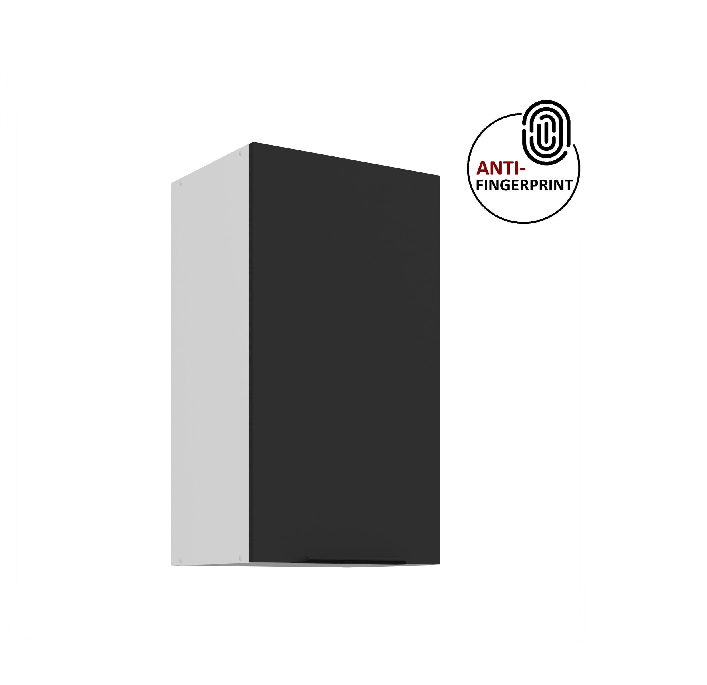 K&uuml;chen H&auml;ngeschrank 40 cm K&uuml;che ARIA Schwarz matt K&uuml;chenzeile Anti Fingerprint 