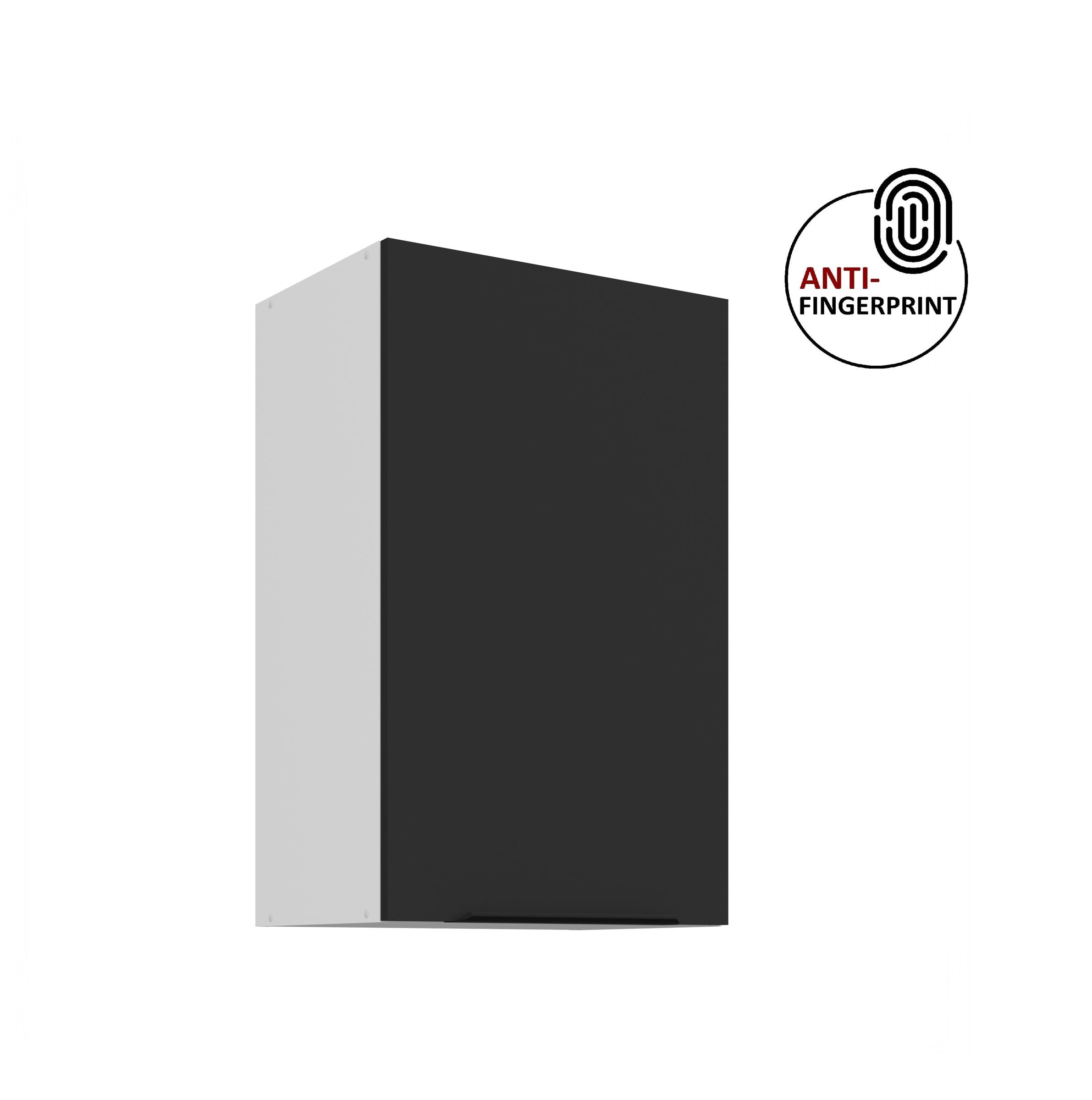 K&uuml;chen H&auml;ngeschrank 45 cm K&uuml;che ARIA Schwarz matt K&uuml;chenzeile Anti Fingerprint 